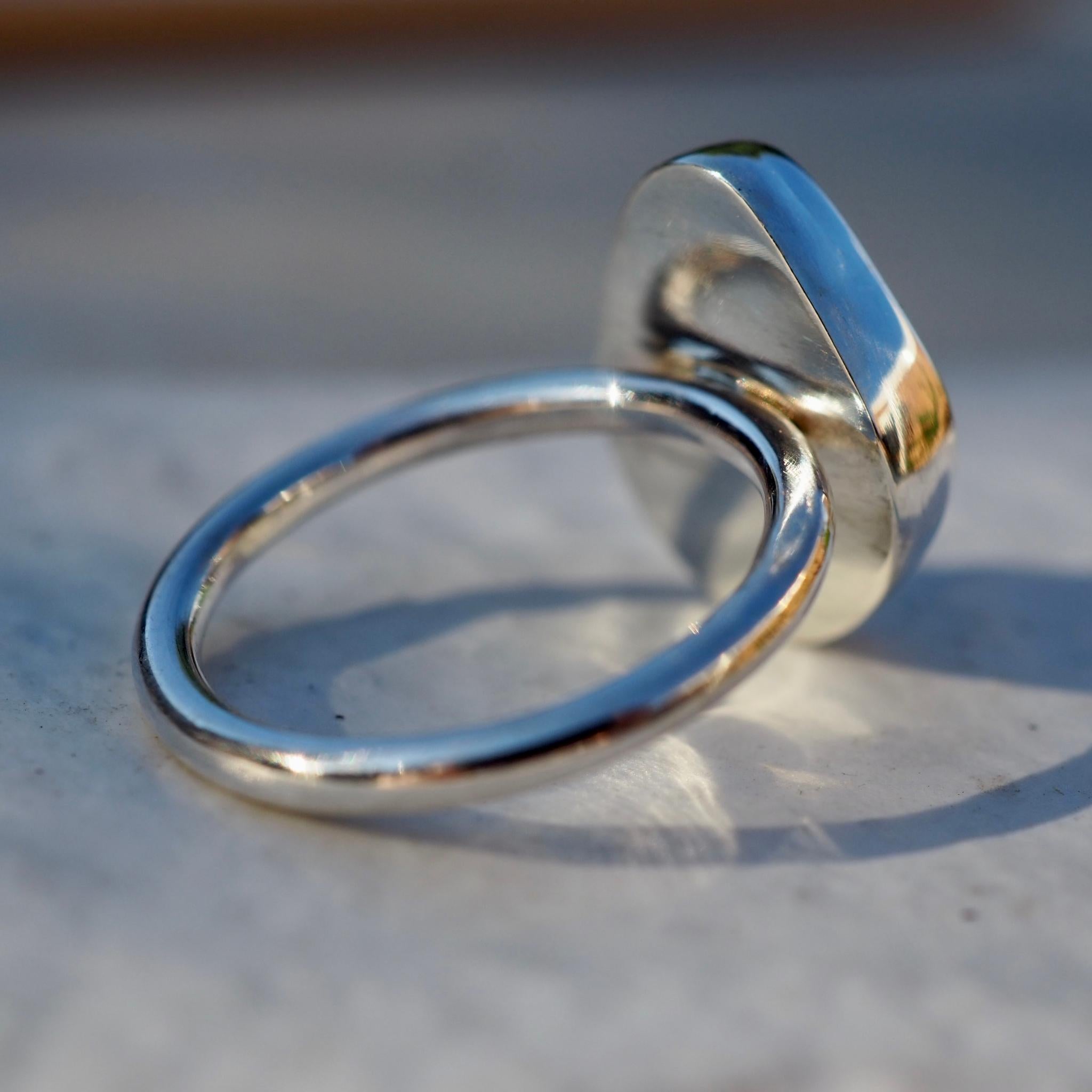 Olive Sea Glass Ring - Size K