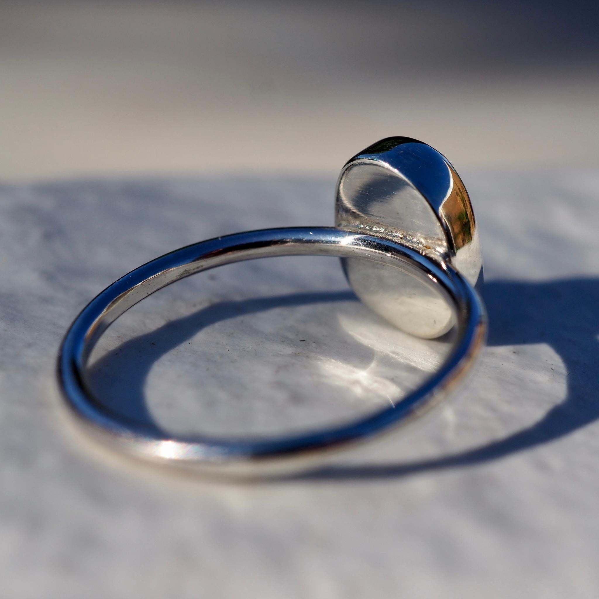 Emerald Green Sea Glass Ring - Size K 1/2