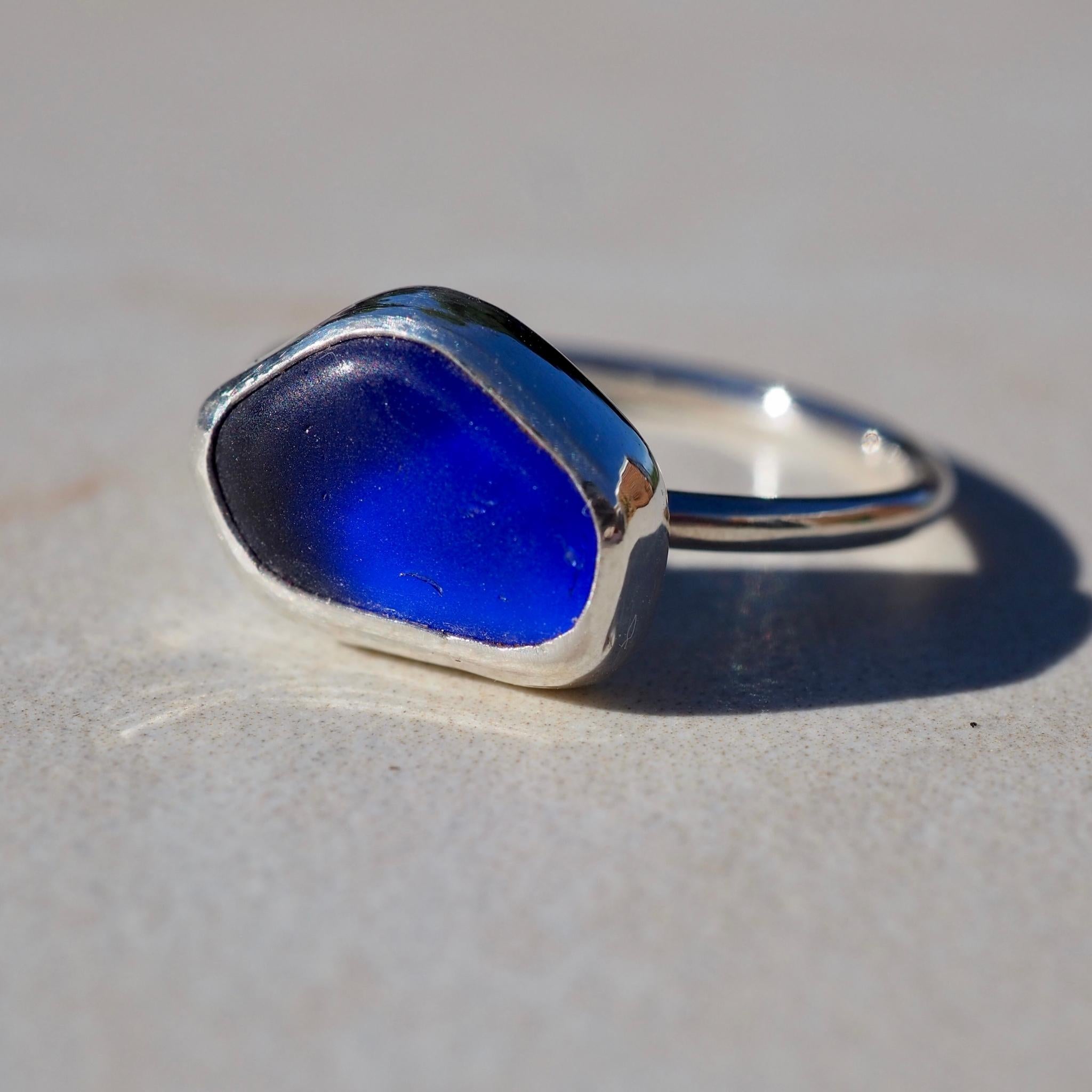 Blue Sea Glass Ring