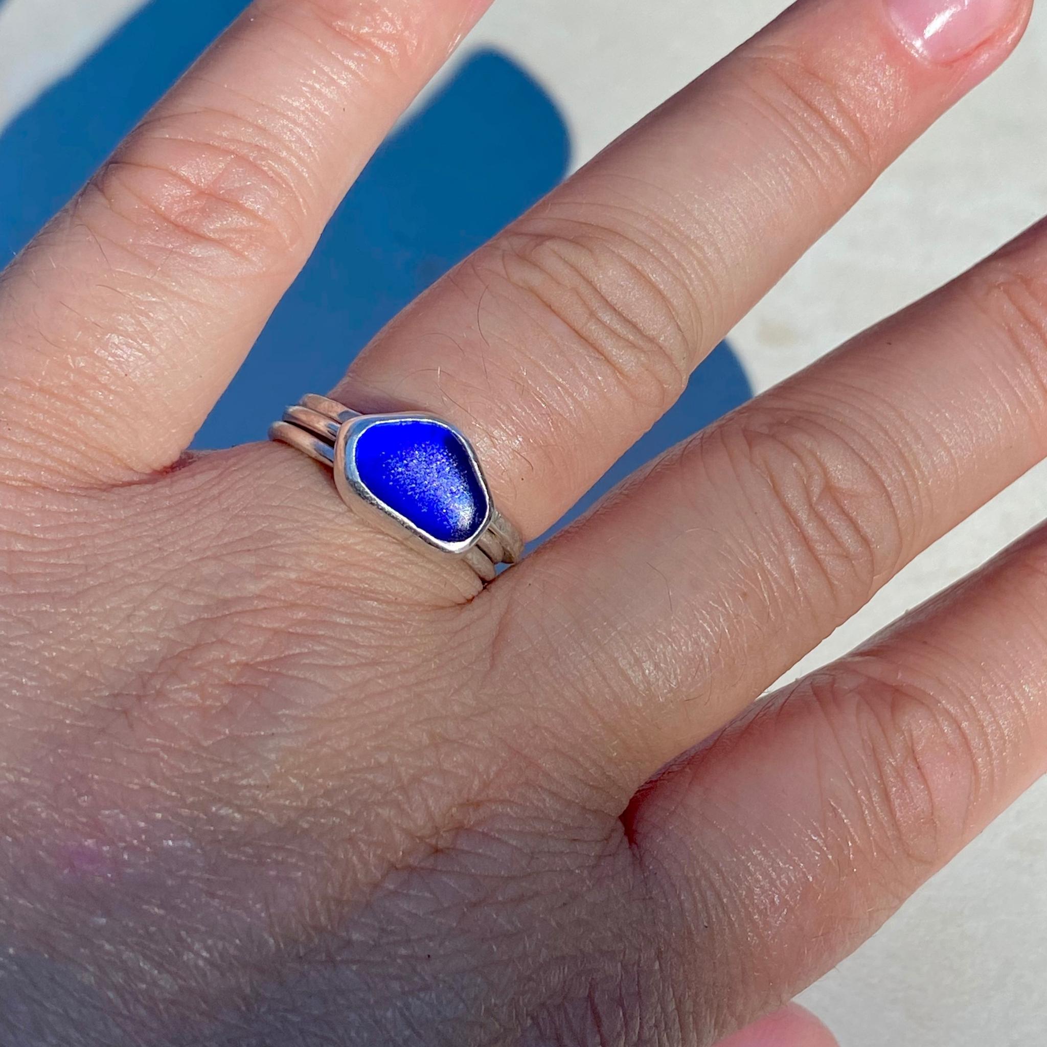 Blue Sea Glass Ring