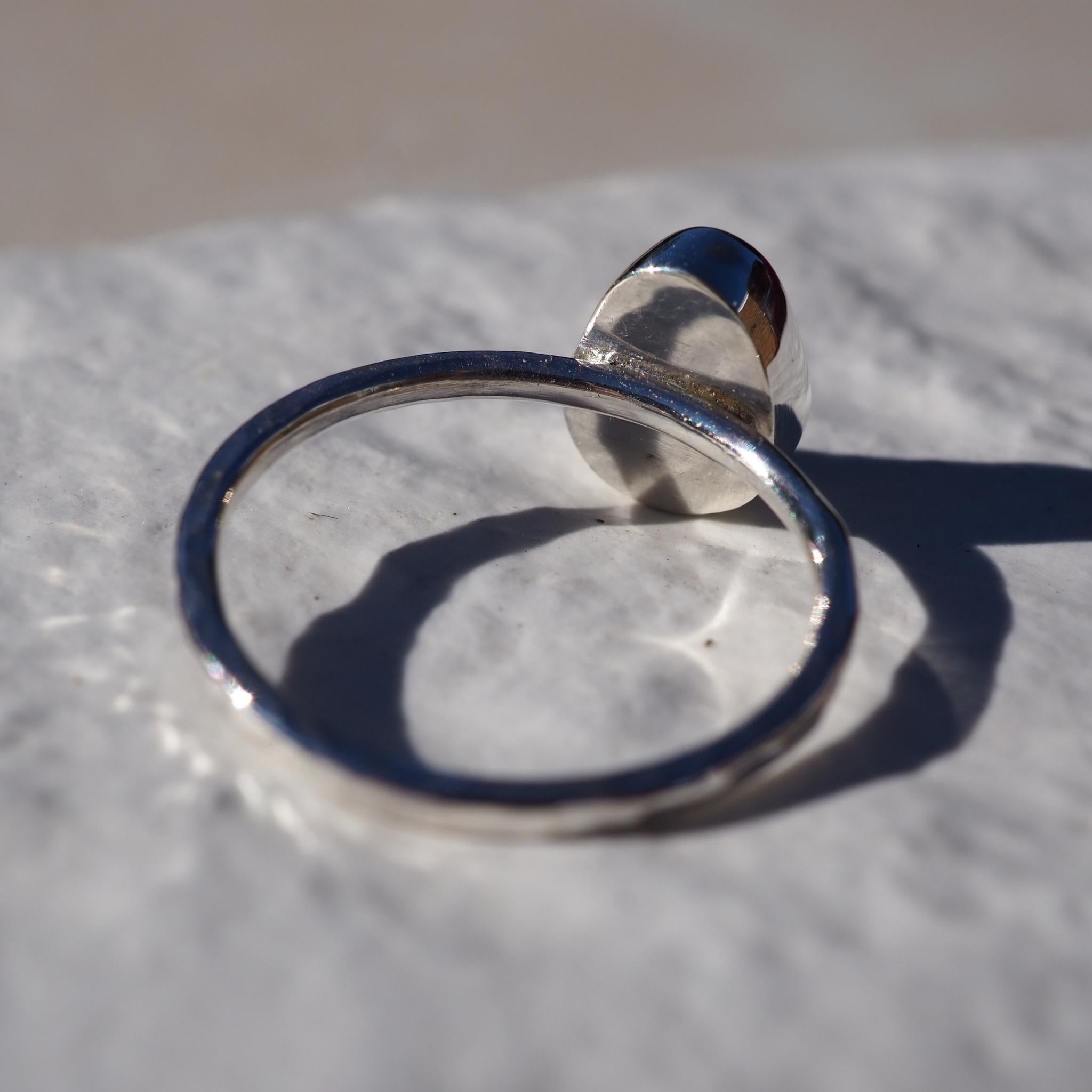 Seafoam Green Sea Glass Ring - Size L