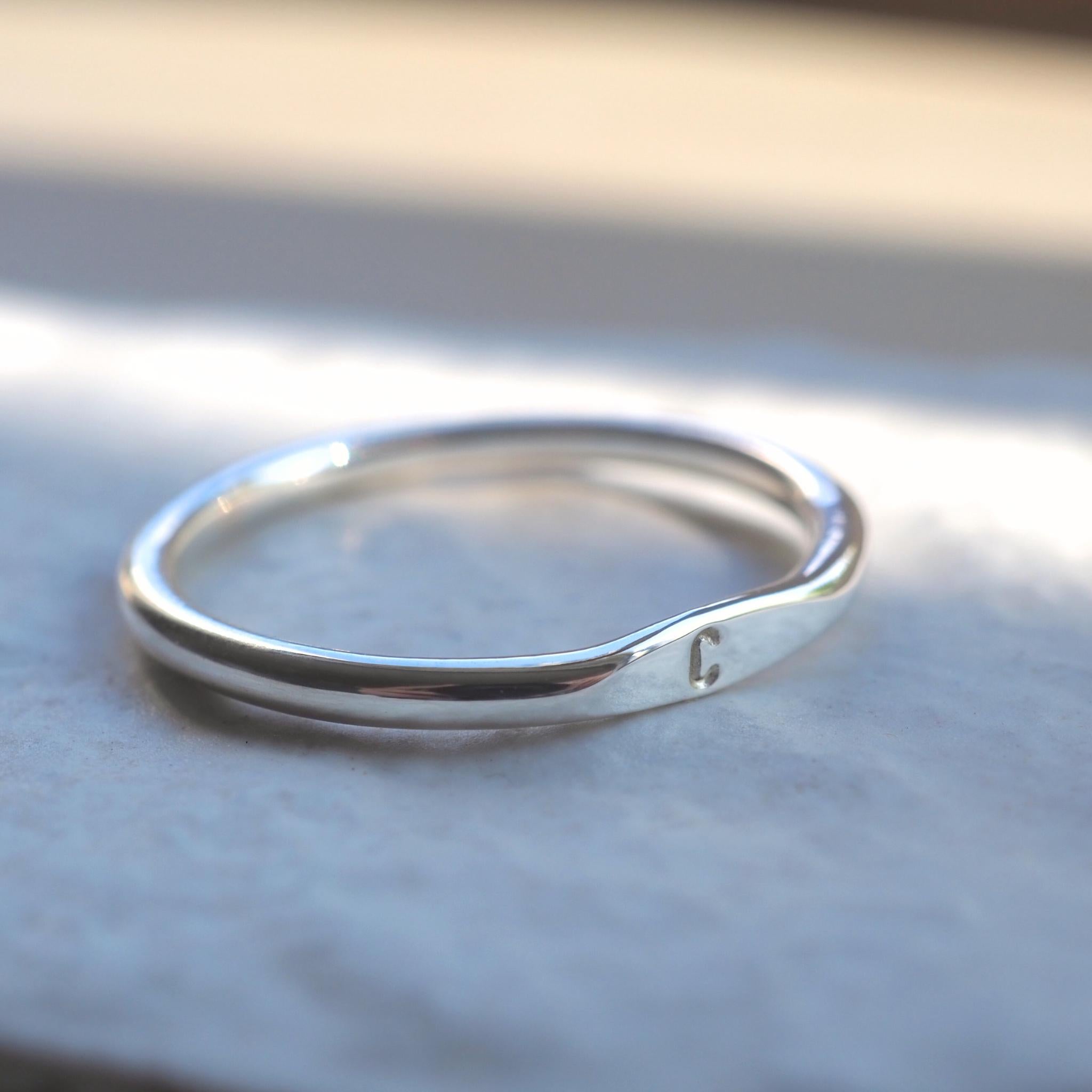 Sterling Silver Mini Signet Ring personalised with a hand stamped initial