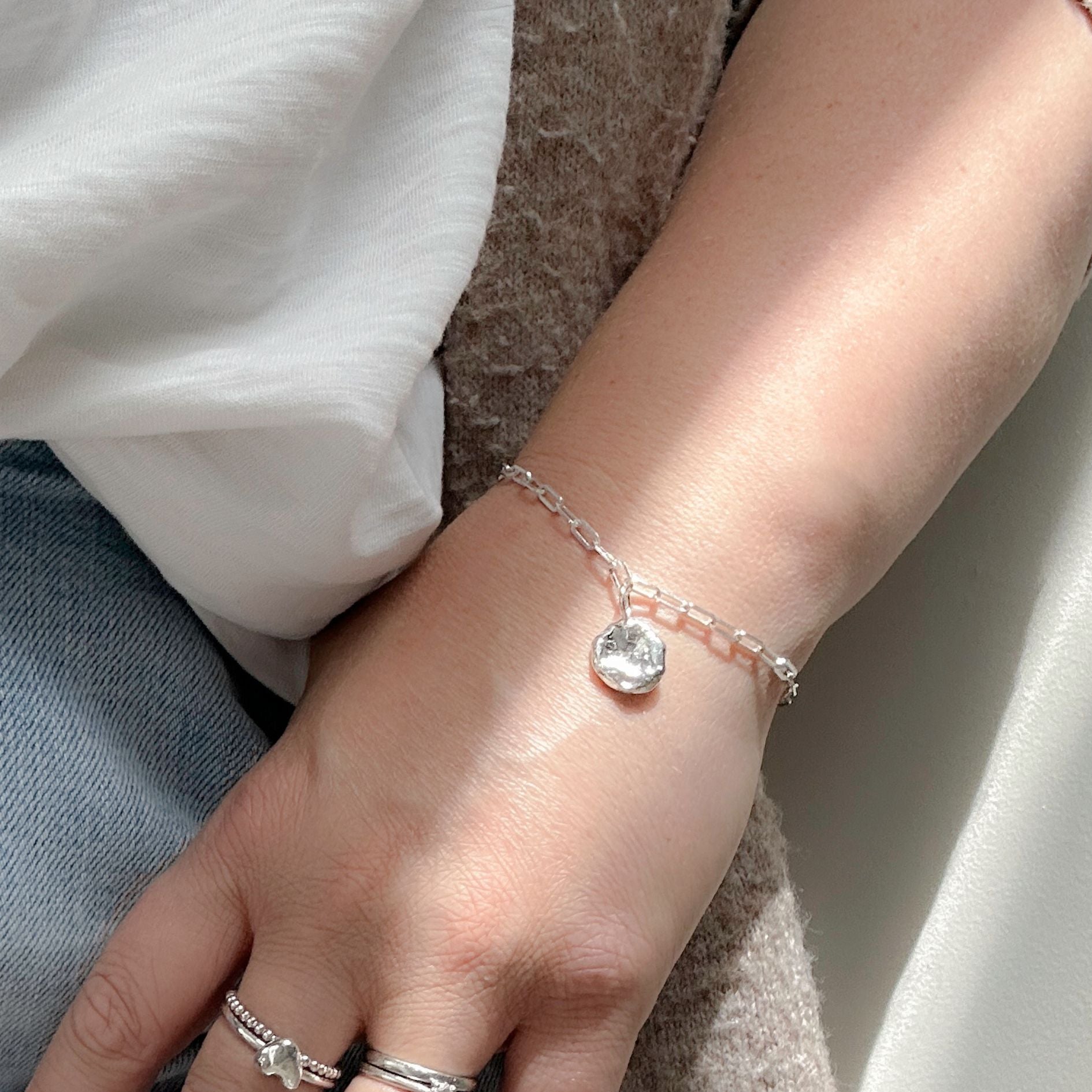 Sterling Silver Watercast Charm Bracelet