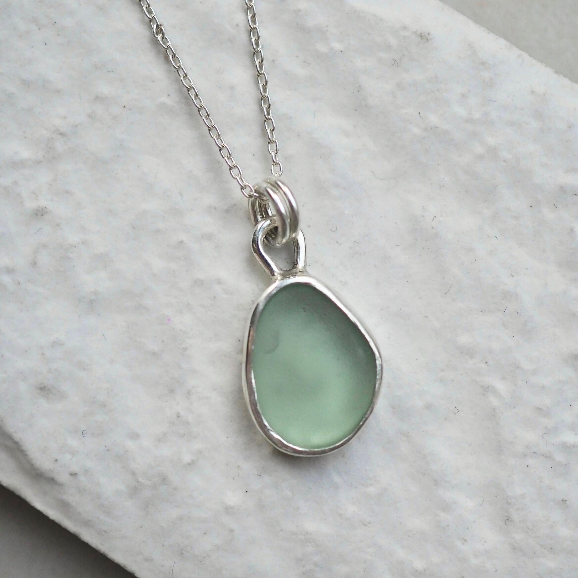 Light Seafoam Green Sea Glass Necklace