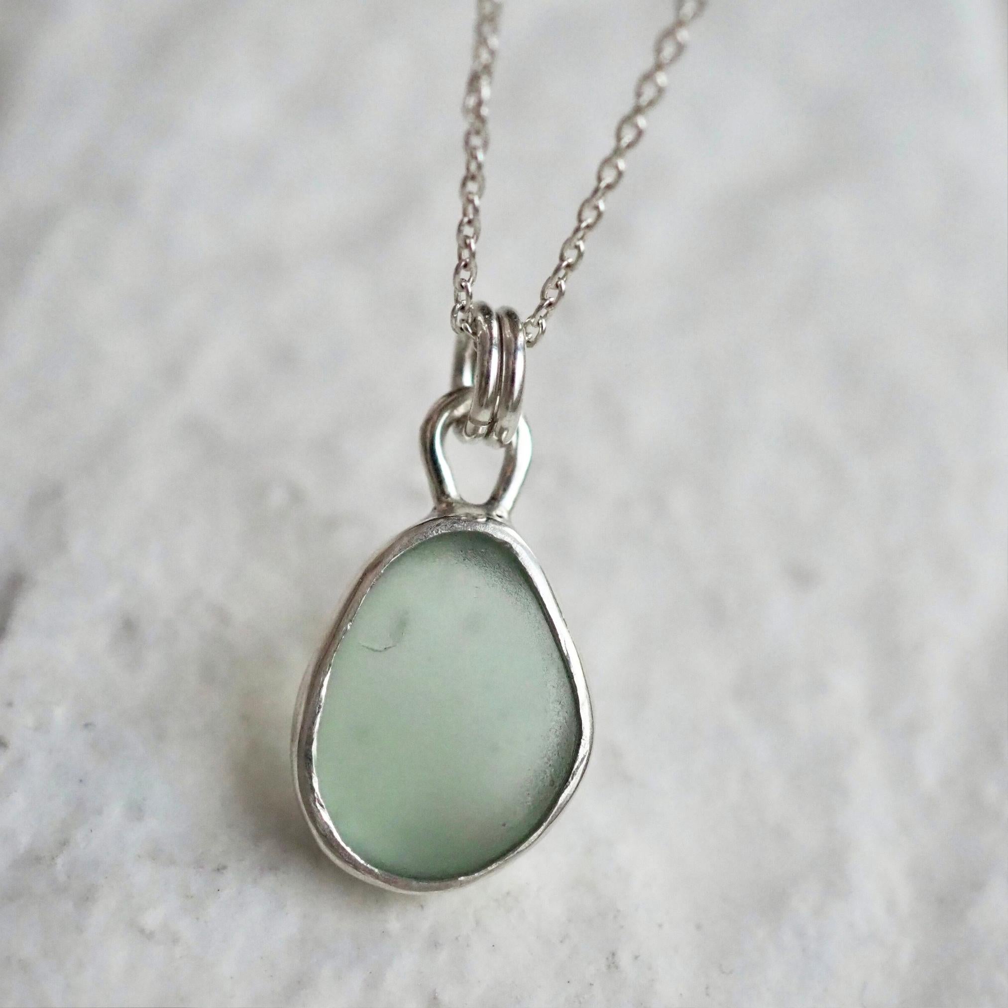 Light Seafoam Green Sea Glass Necklace