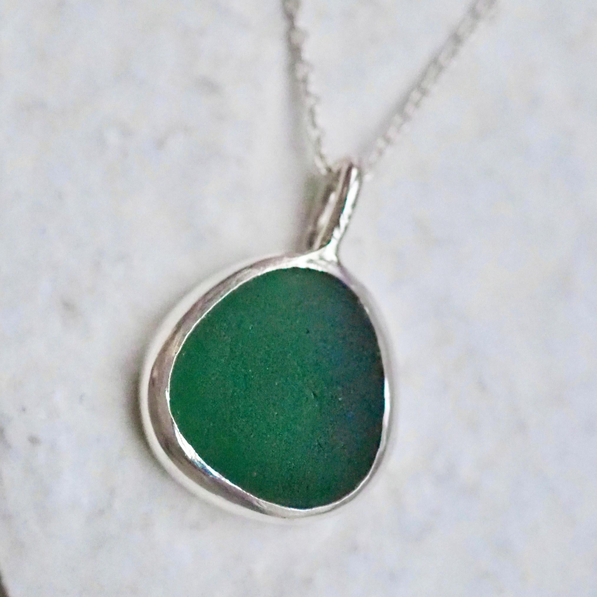 Forest Green Sea Glass Necklace