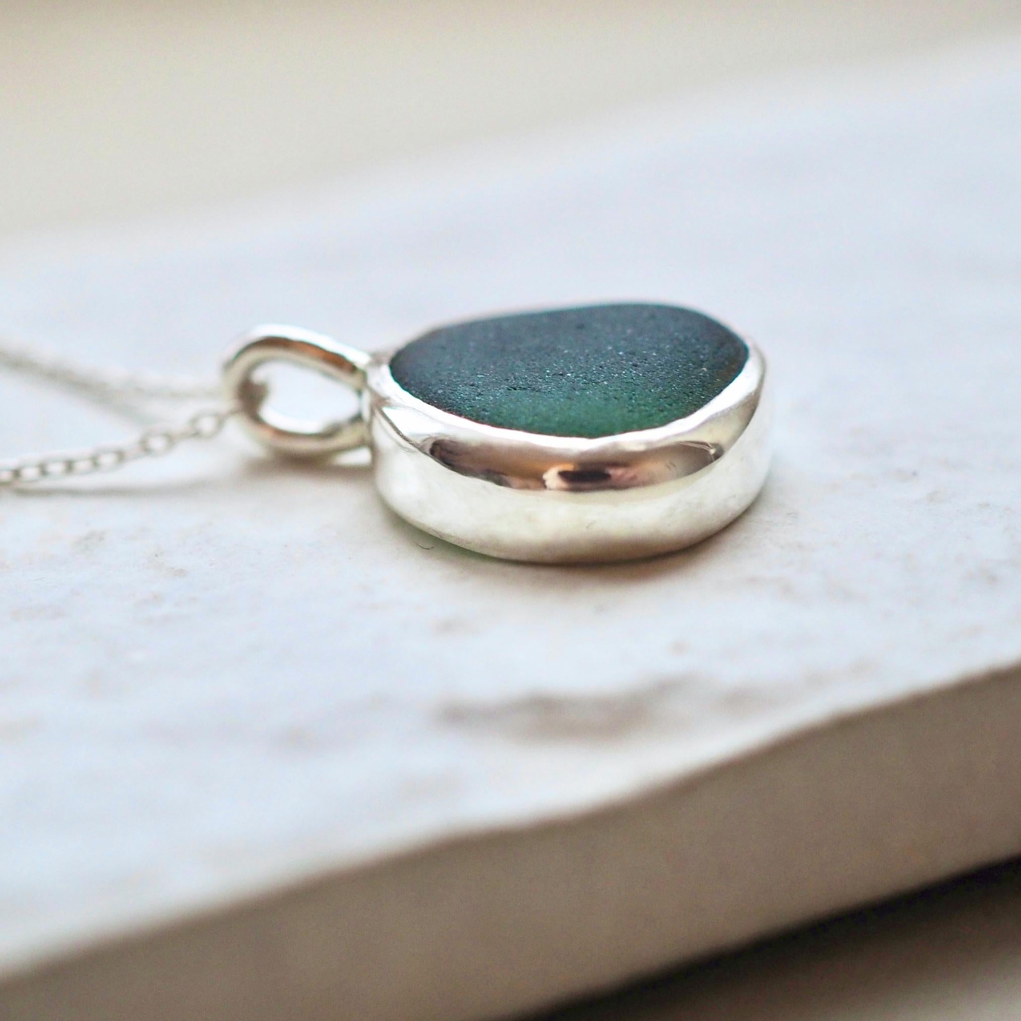 Forest Green Sea Glass Necklace