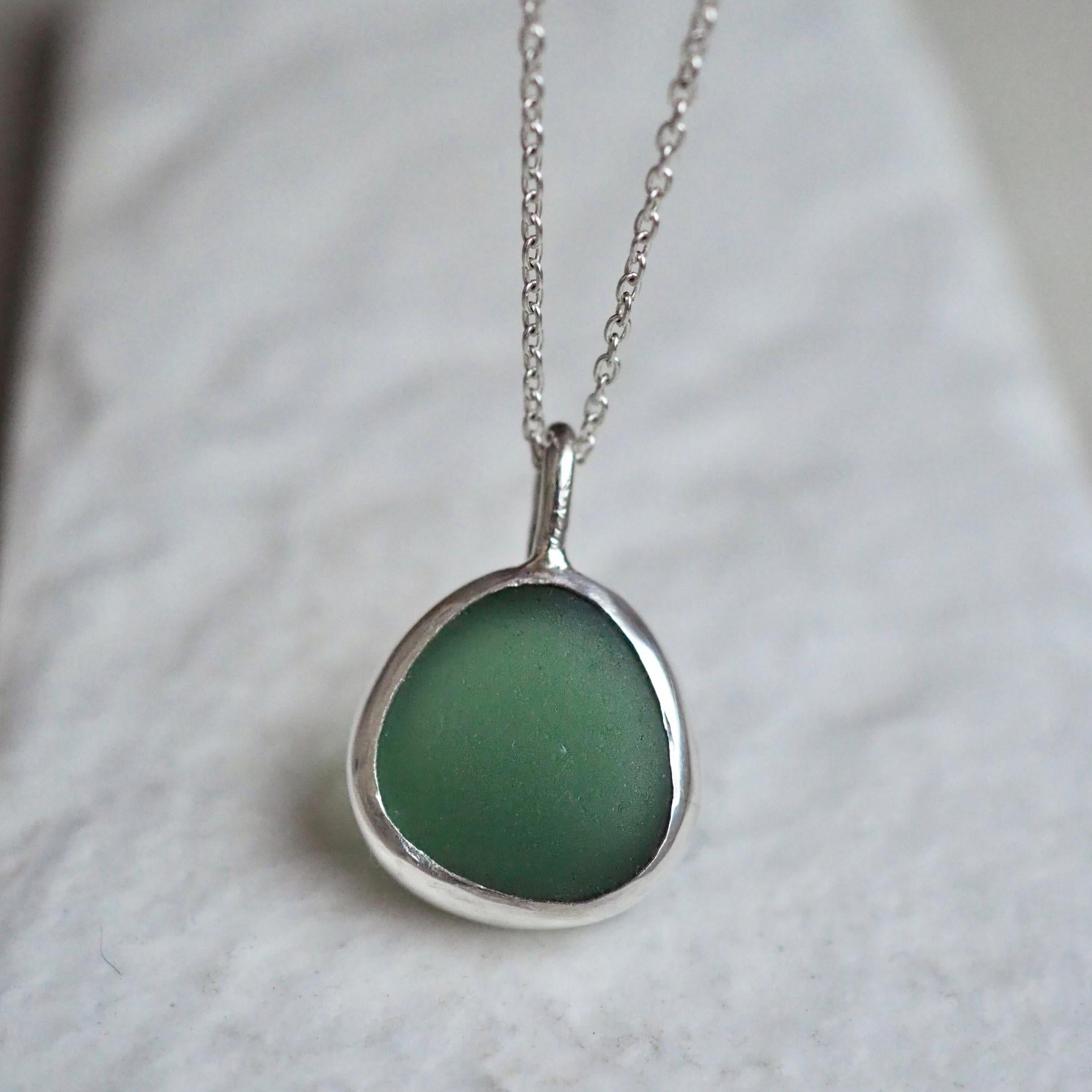 Forest Green Sea Glass Necklace