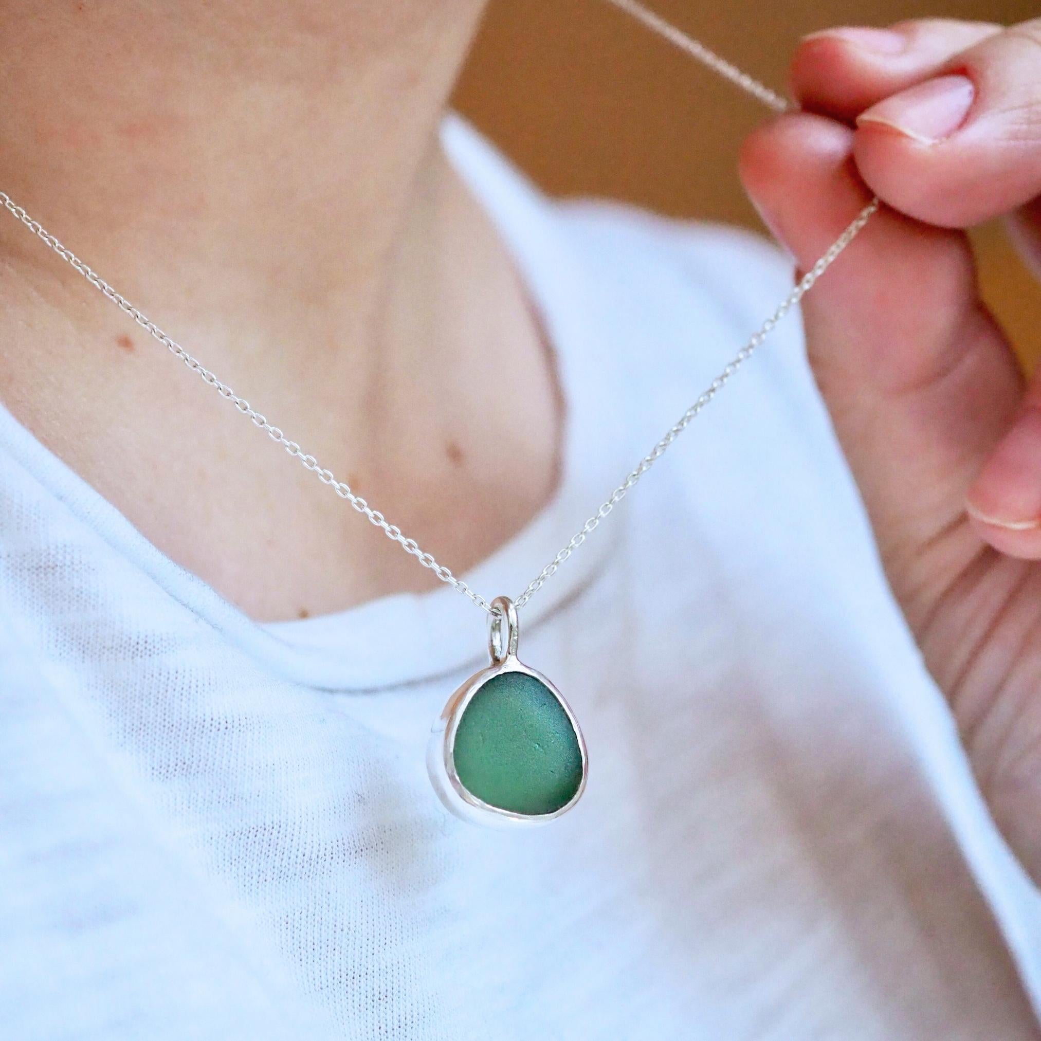 Forest Green Sea Glass Necklace