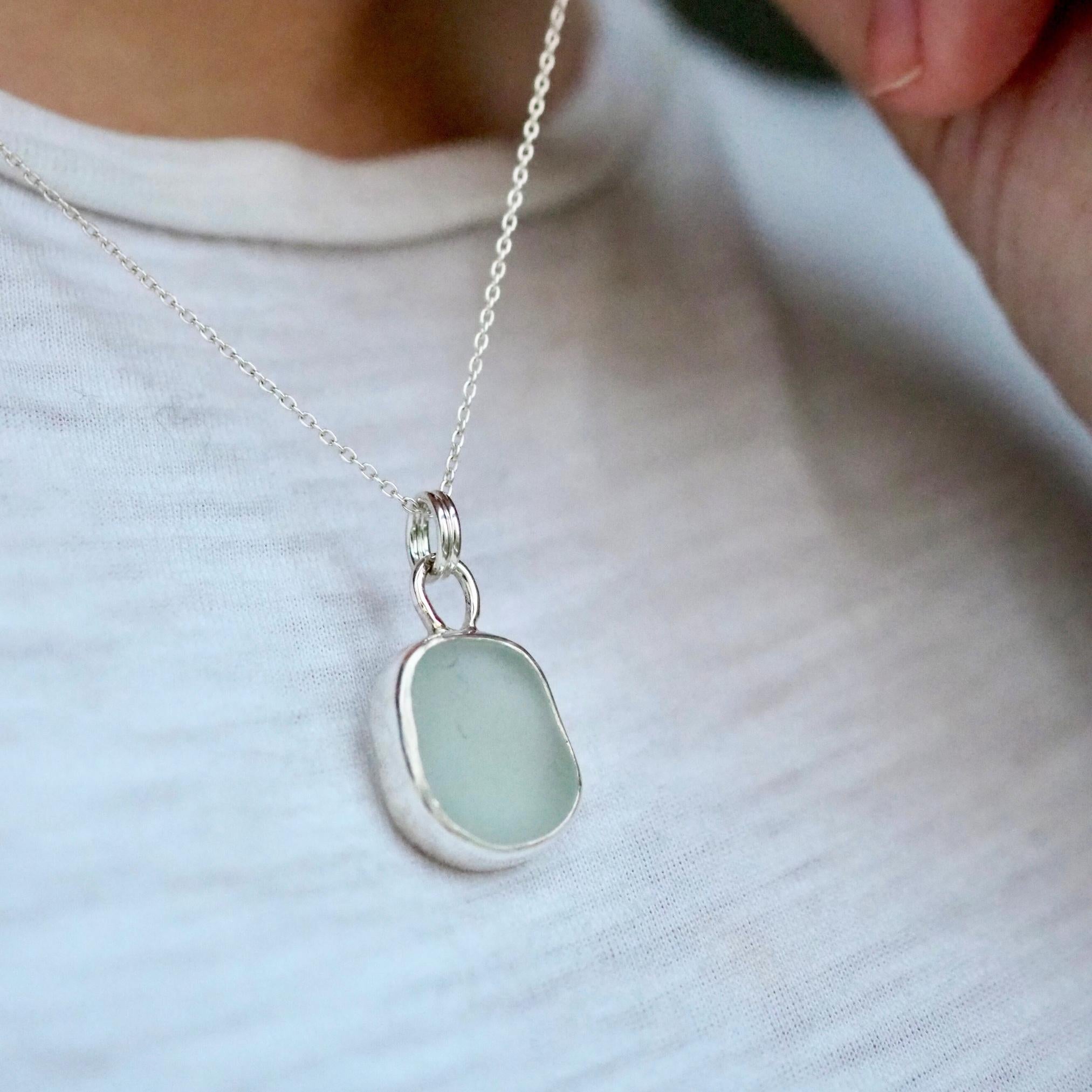 Pale Seafoam Sea Glass Necklace
