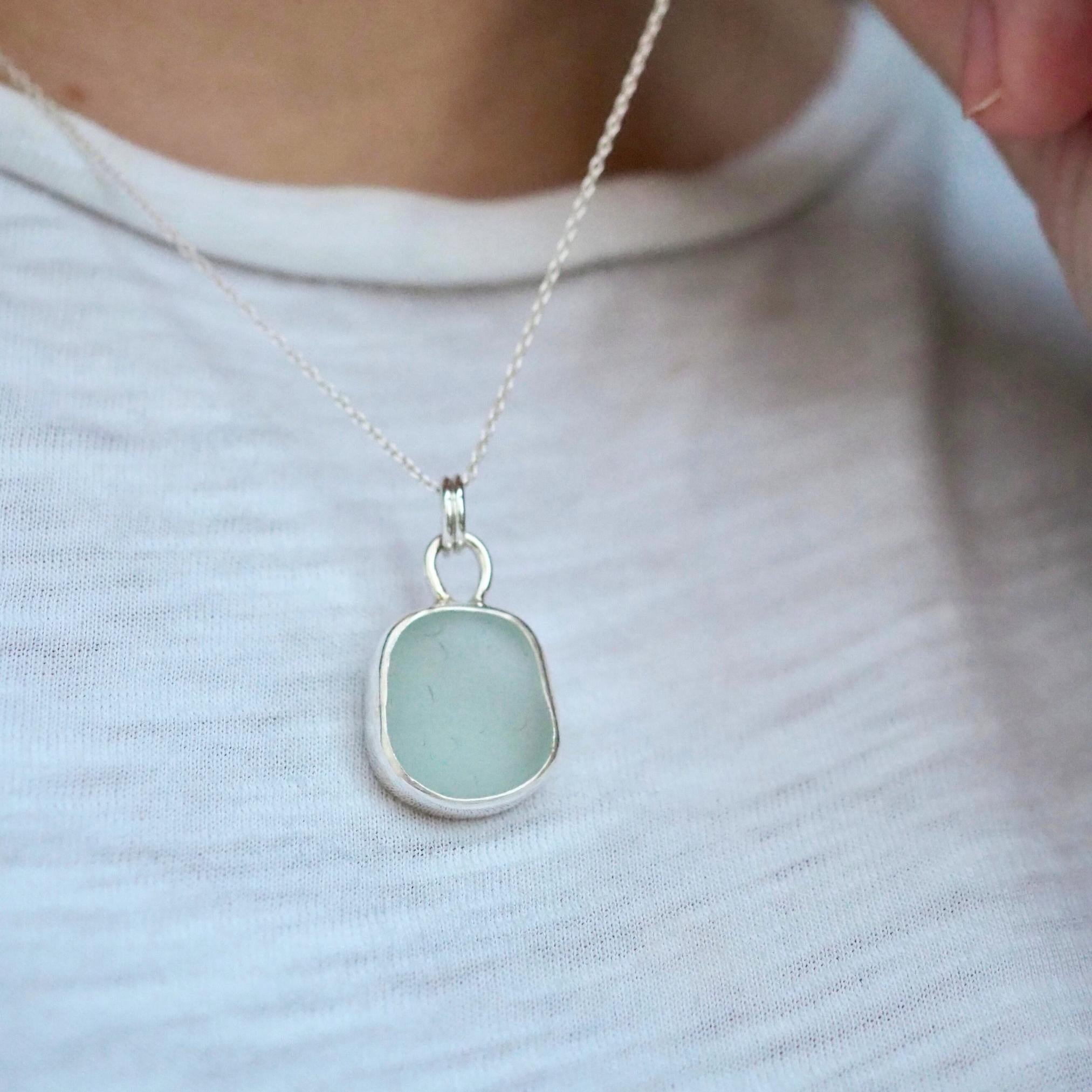 Pale Seafoam Sea Glass Necklace