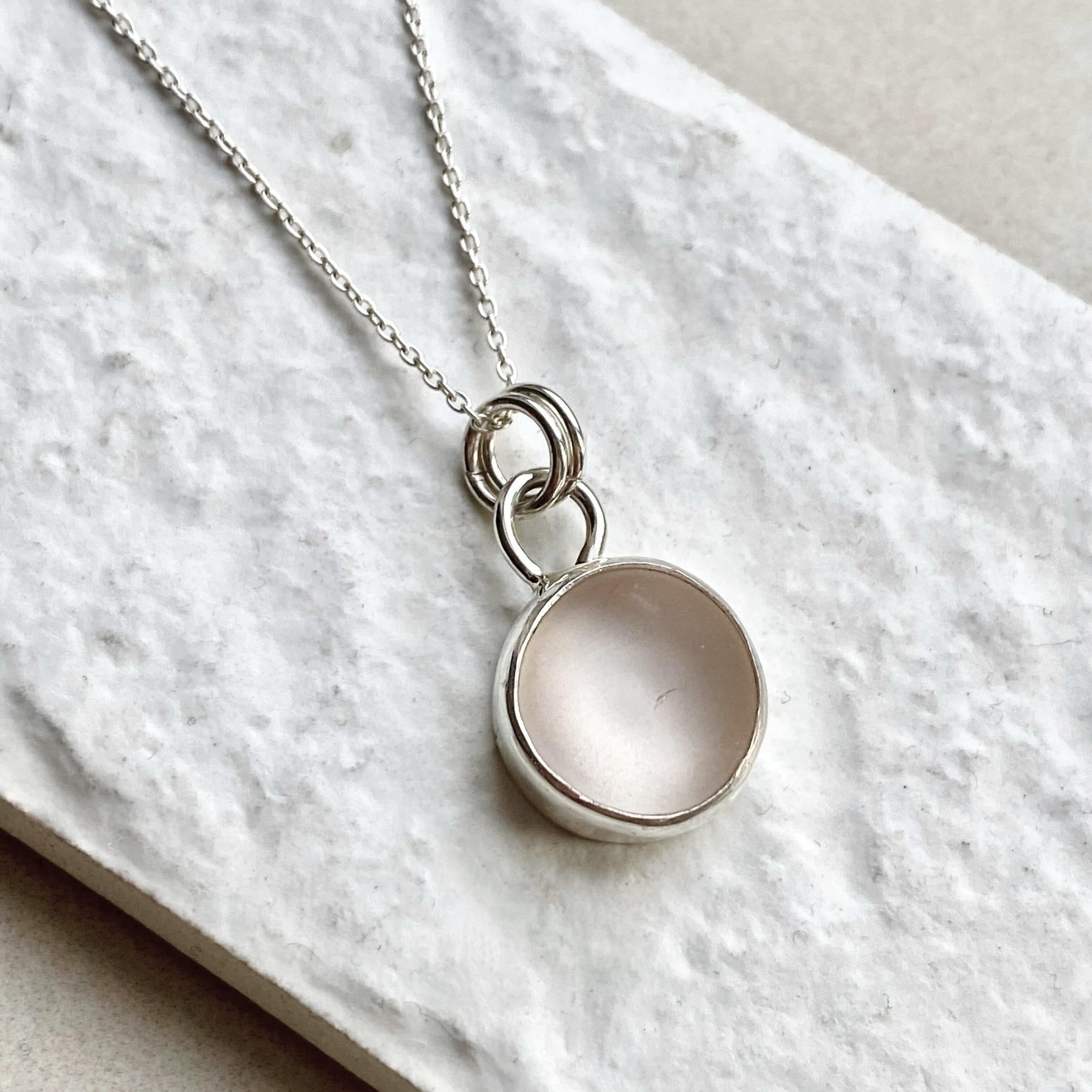 White-Pink Sea Glass Necklace