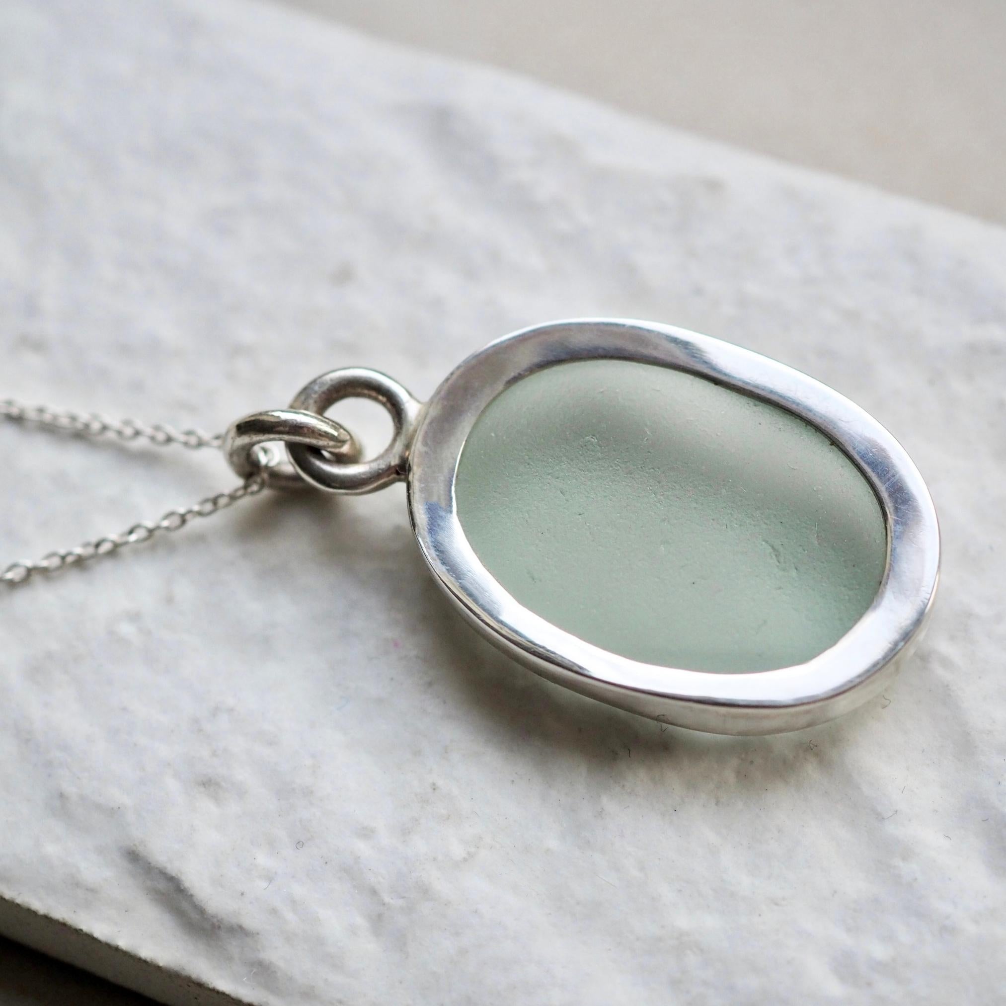 Large Pale Seafoam Green Sea Glass Necklace