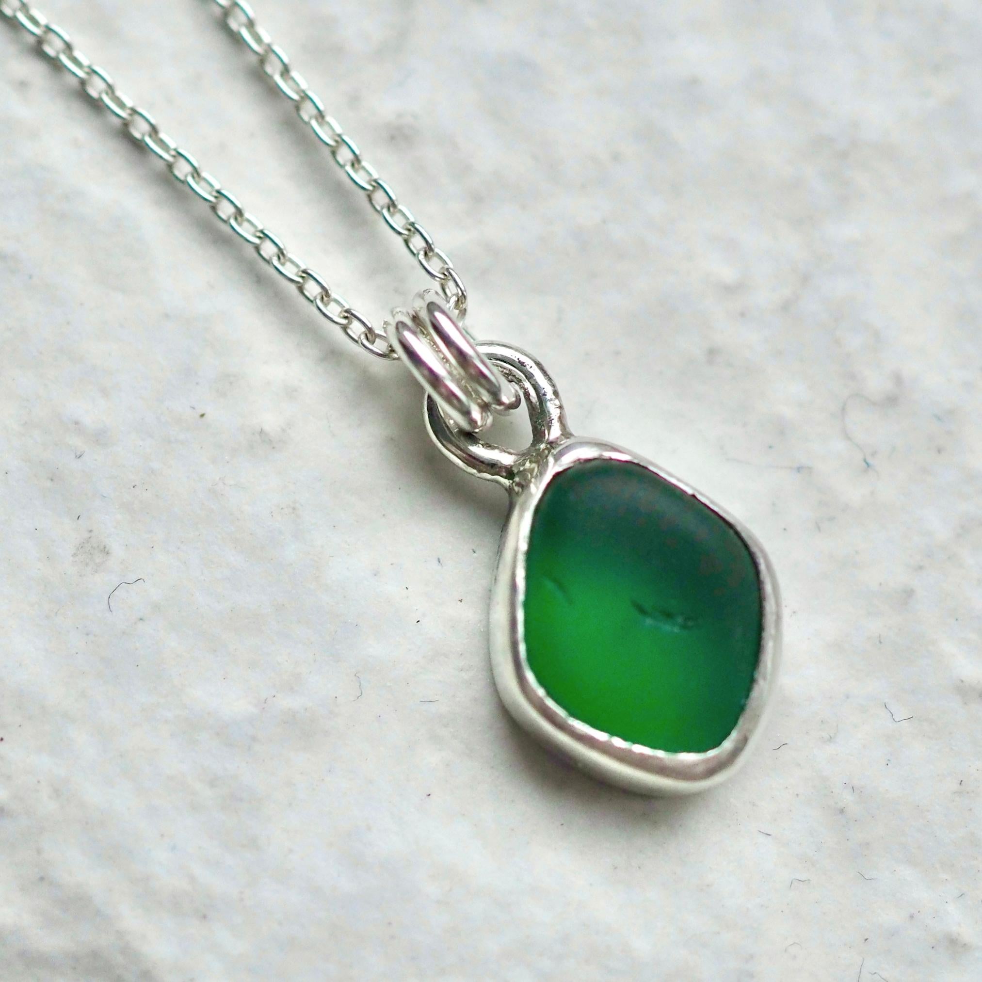 Small Green Sea Glass Necklace