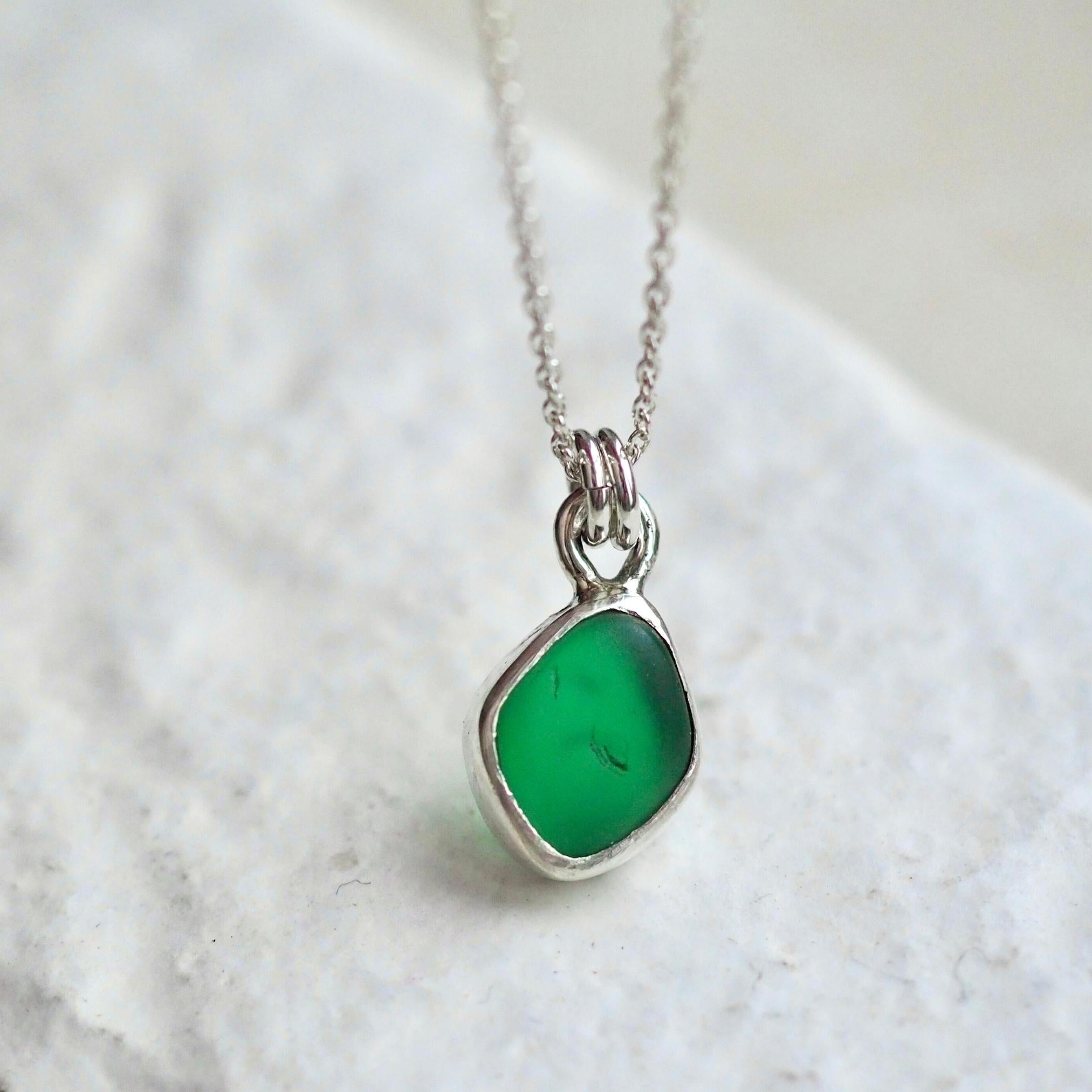 Small Green Sea Glass Necklace