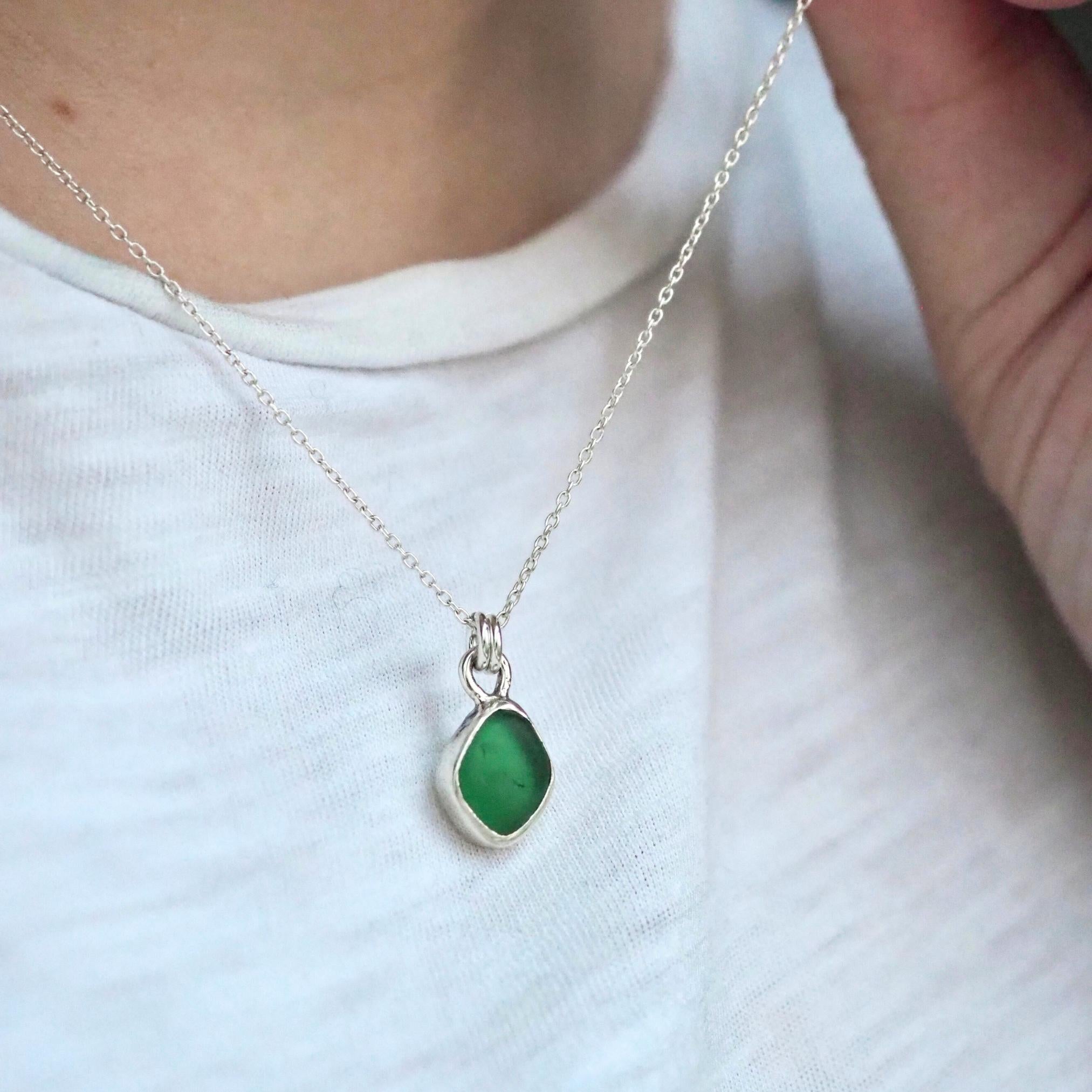 Small Green Sea Glass Necklace