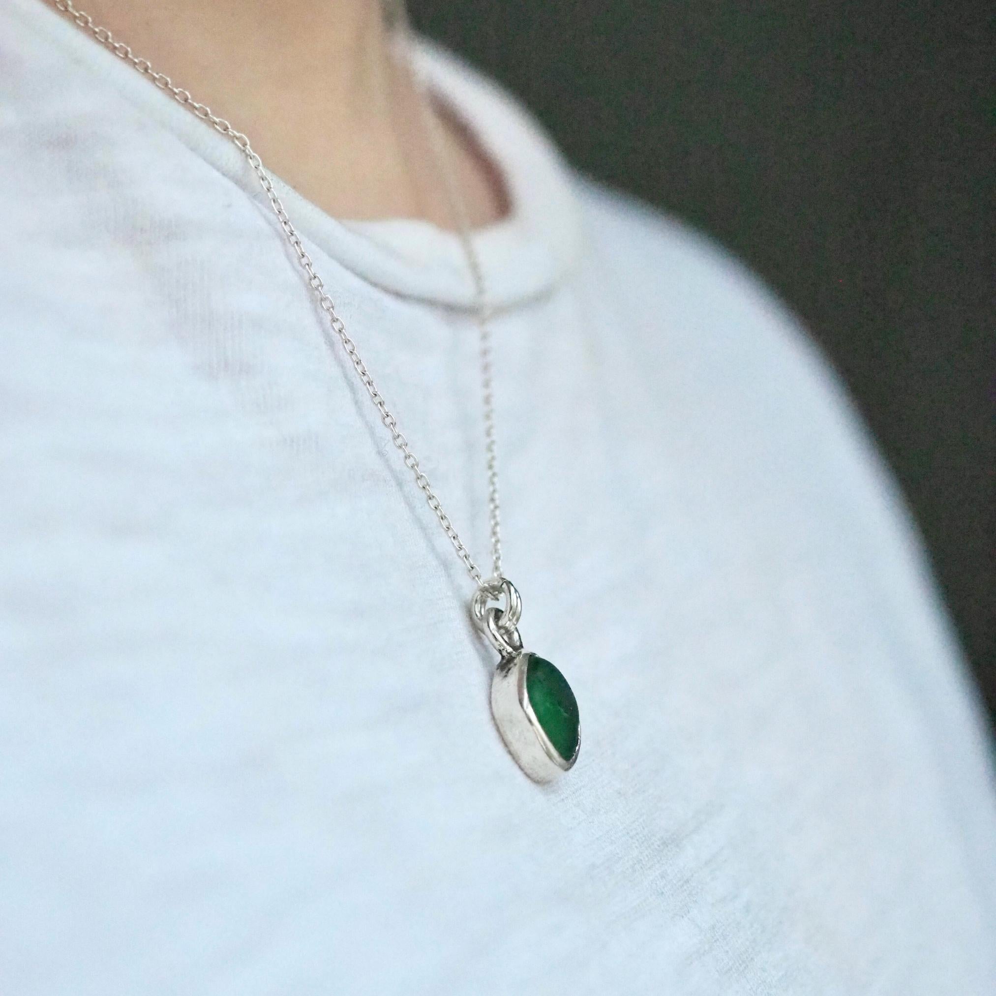 Small Green Sea Glass Necklace