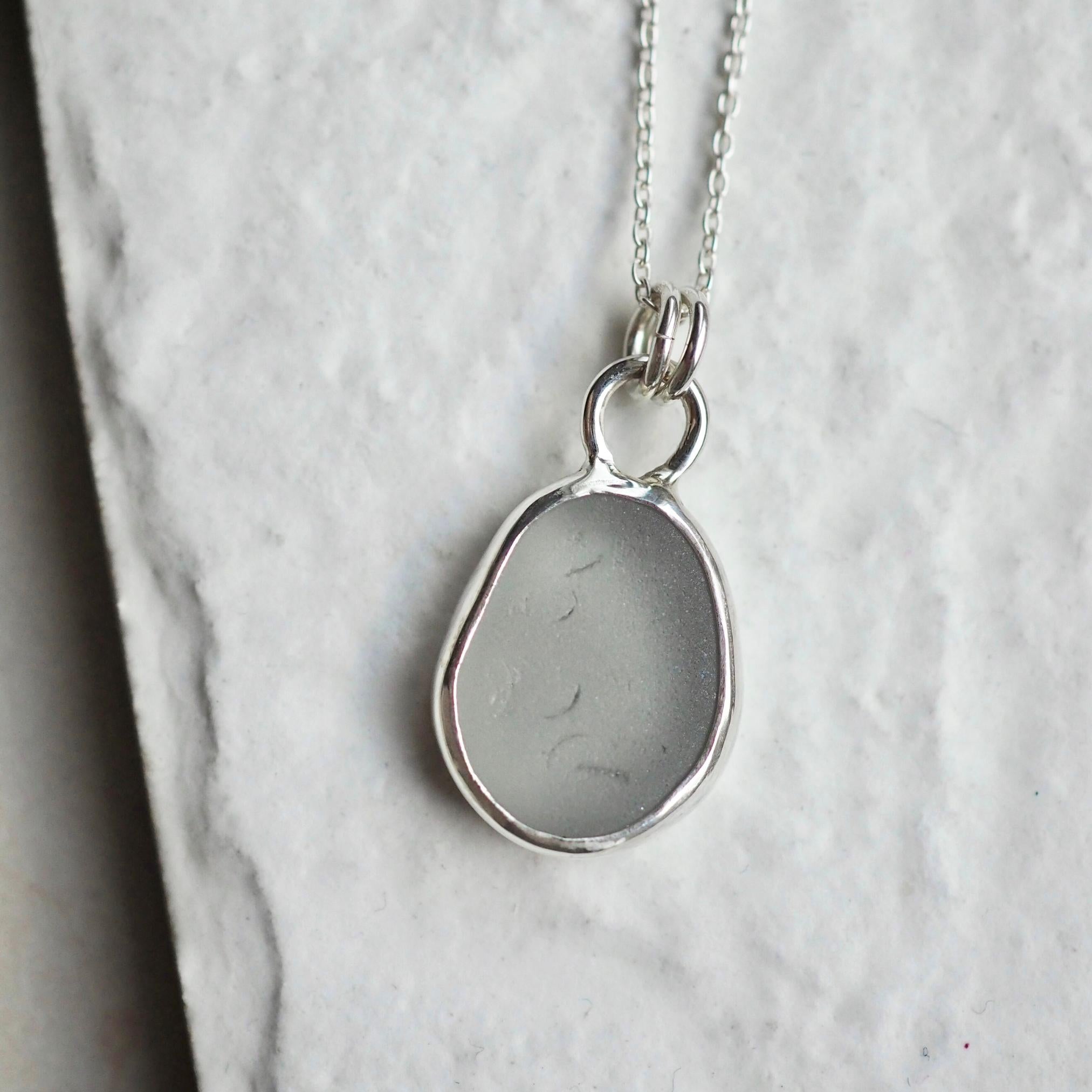 Smokey Grey Sea Glass Necklace