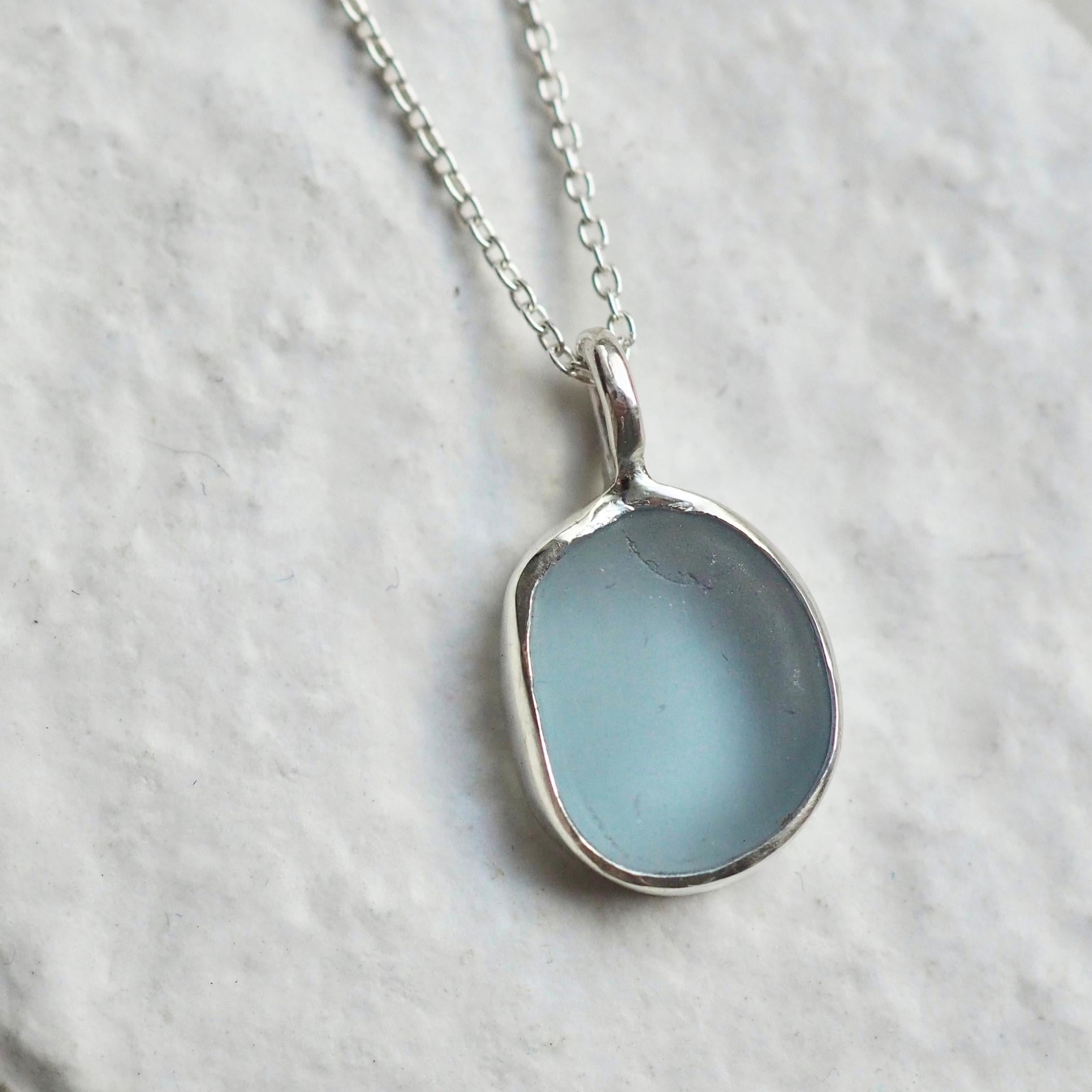 Grey-Blue Sea Glass Necklace