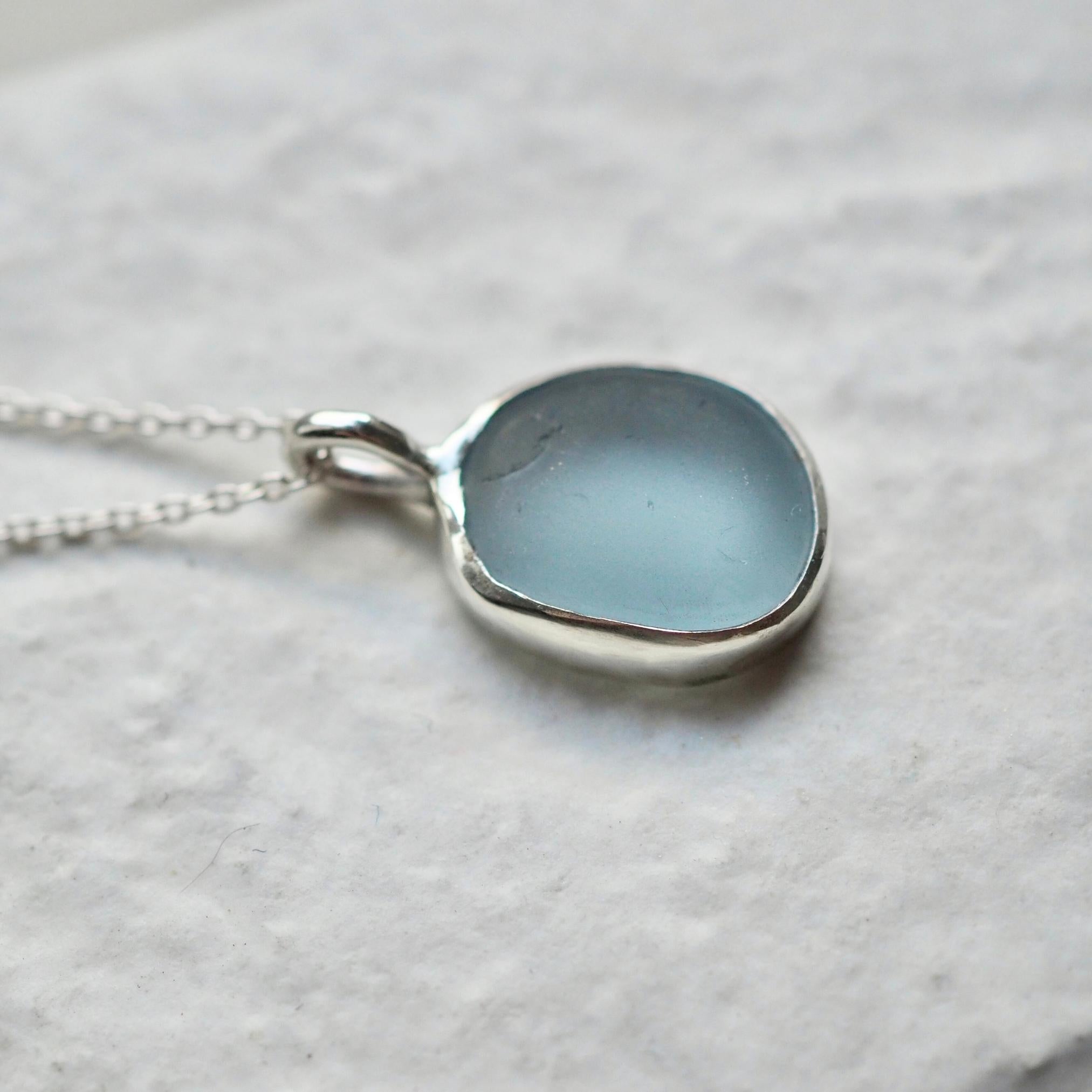 Grey-Blue Sea Glass Necklace