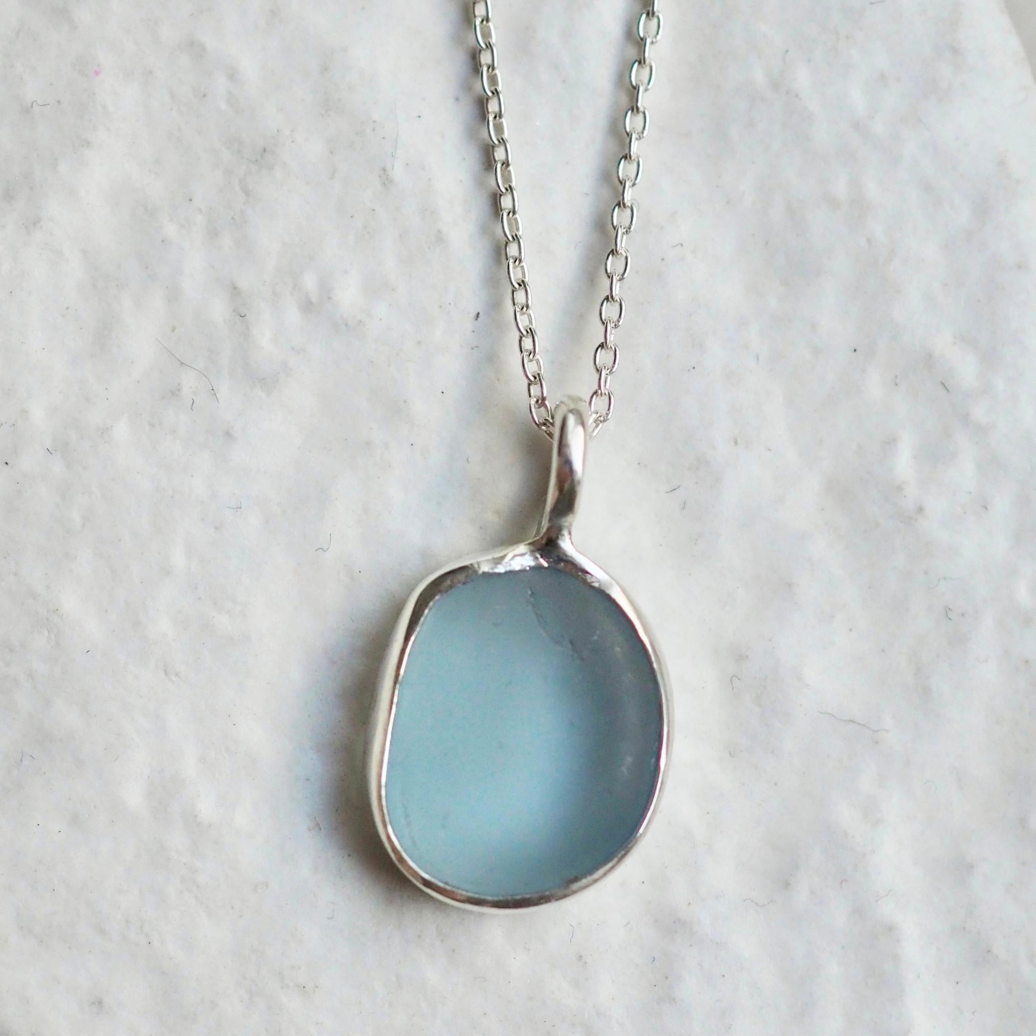 Grey-Blue Sea Glass Necklace