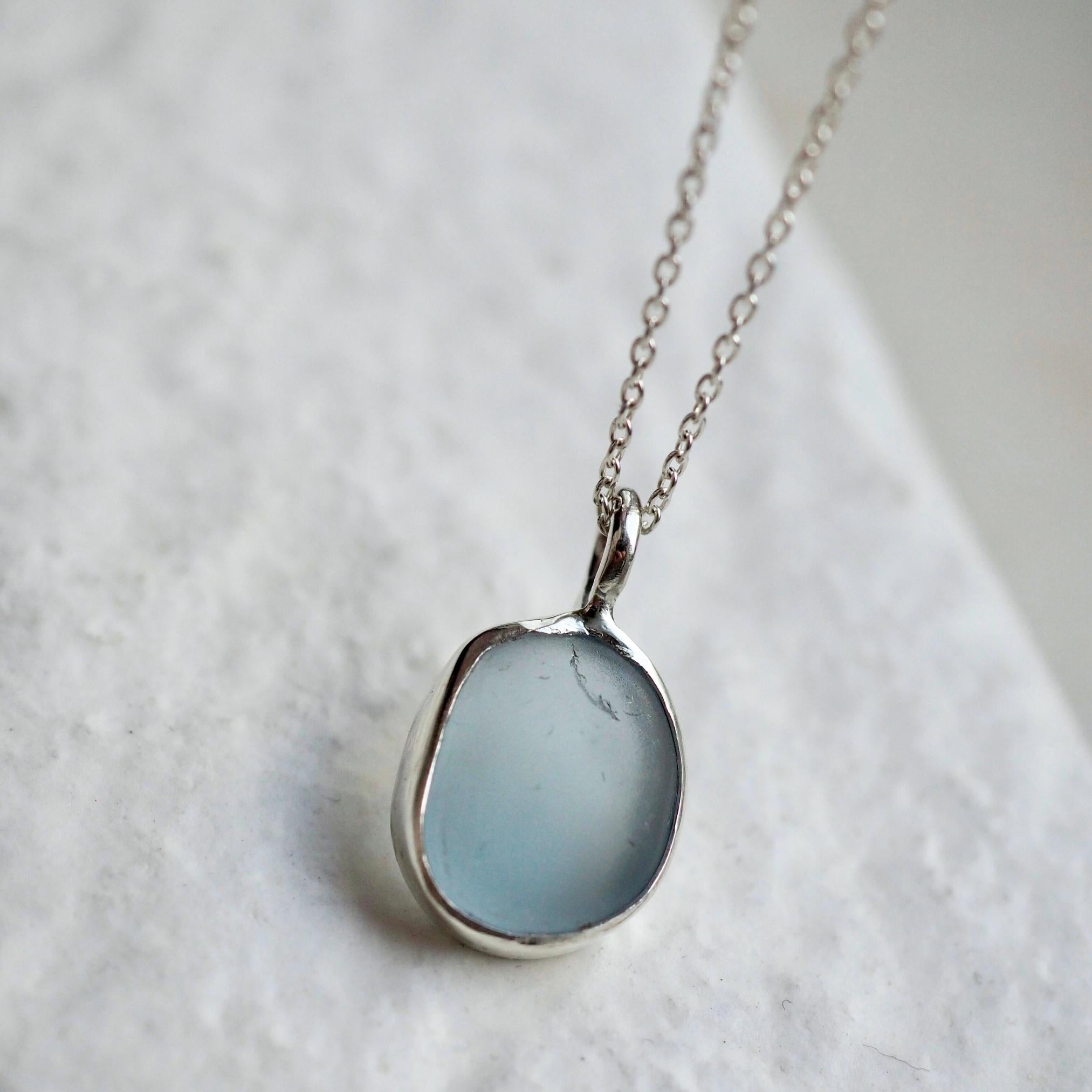 Grey-Blue Sea Glass Necklace