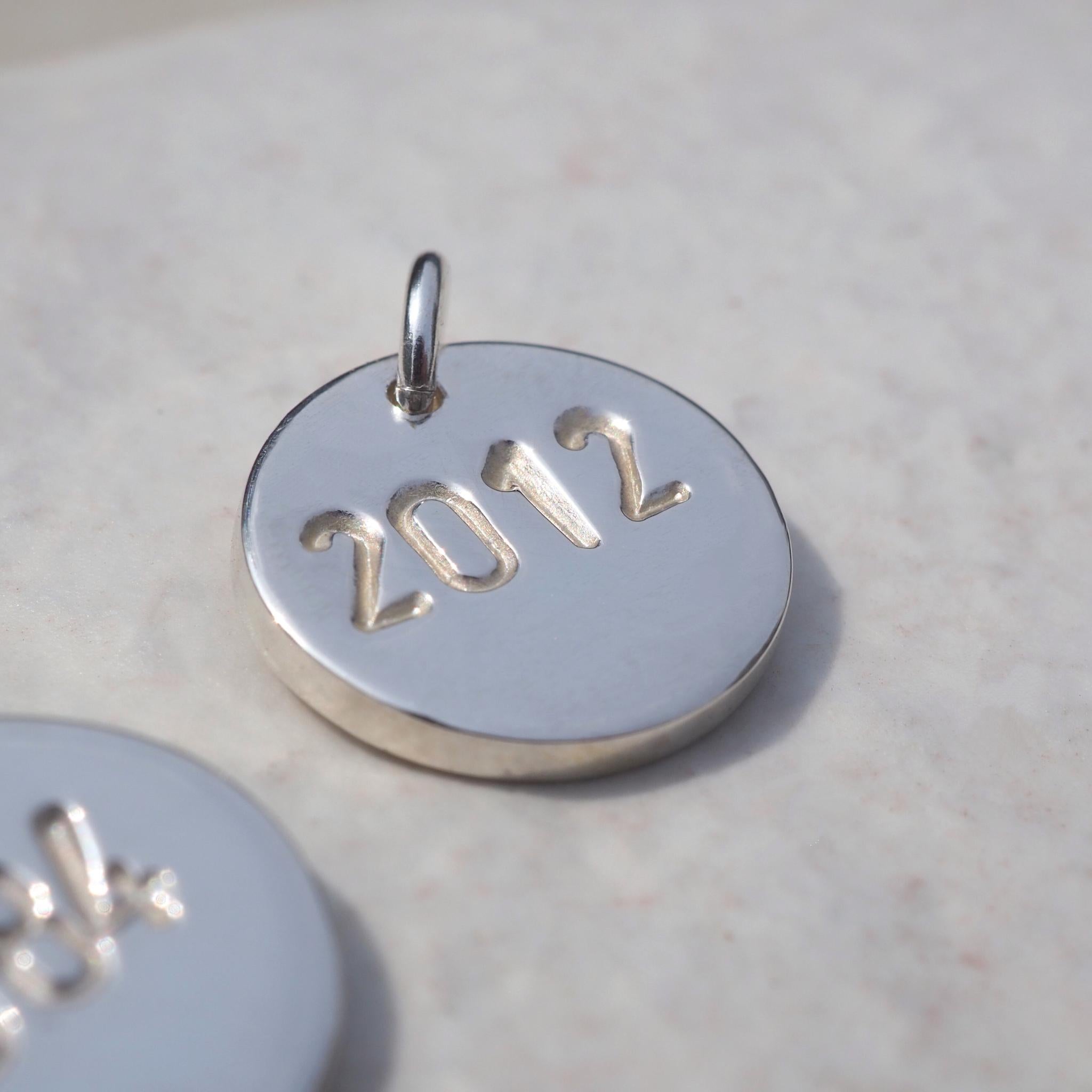 Custom year necklace in sterling silver, personalised with significant dates