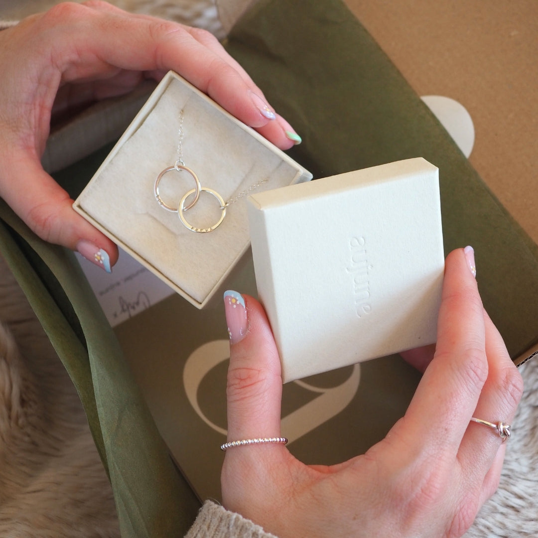 Unboxing an aujune double halo necklace in sterling silver