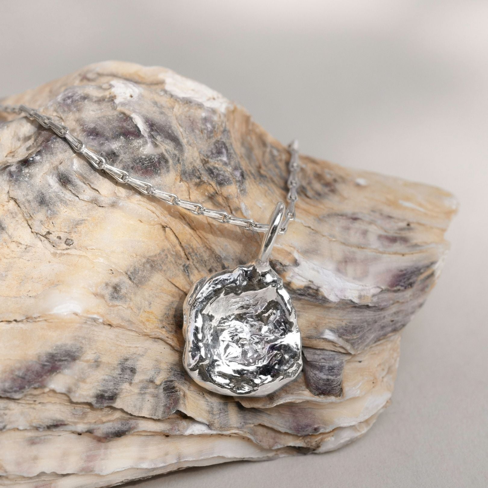 Sterling Silver Watercast Charm Necklace Six