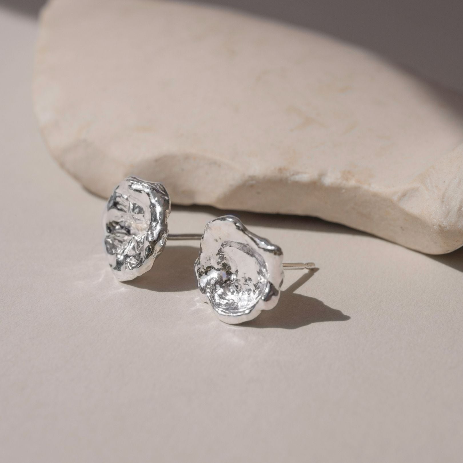 Sterling Silver Watercast Stud Earrings - Pair One