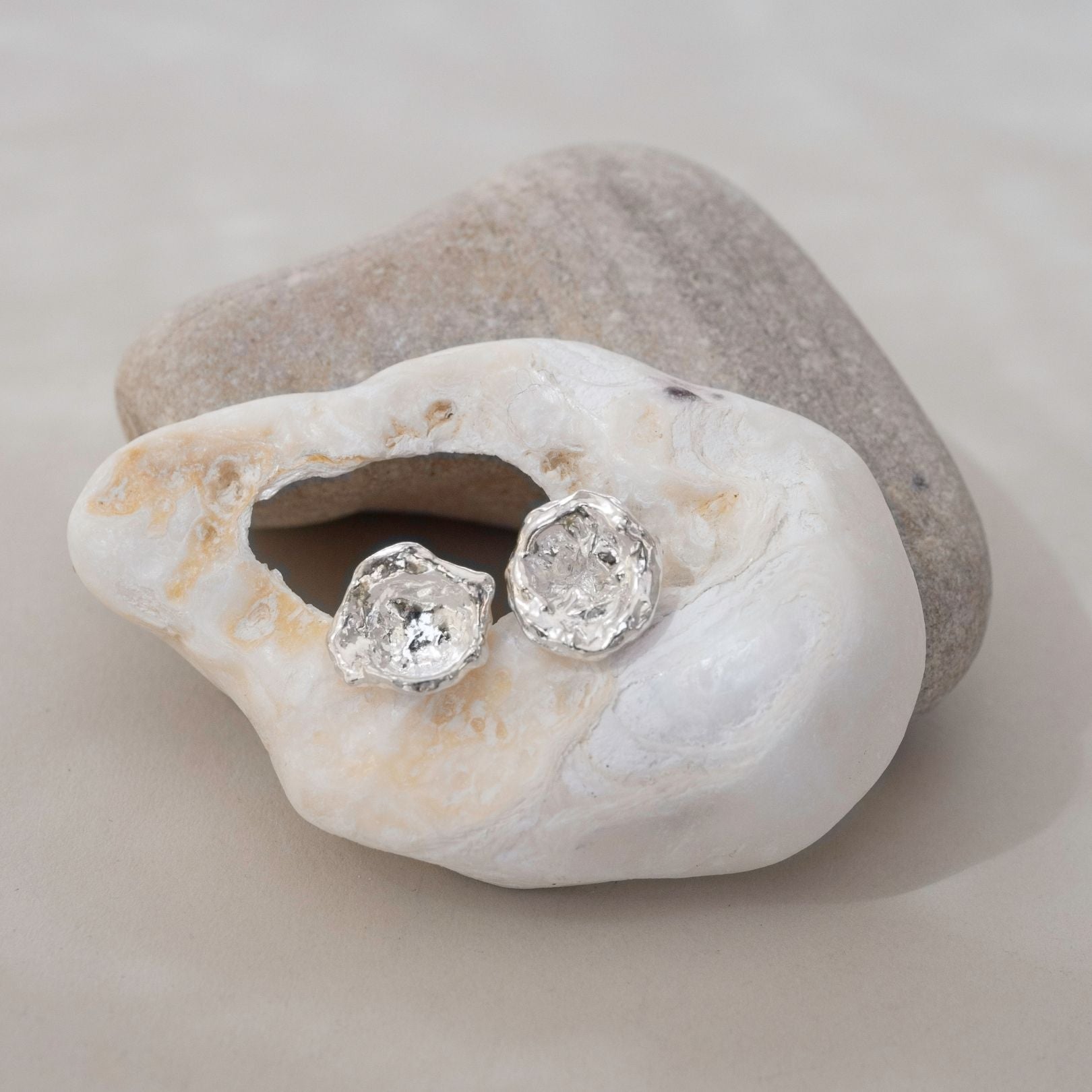 Sterling Silver Watercast Stud Earrings - Pair One