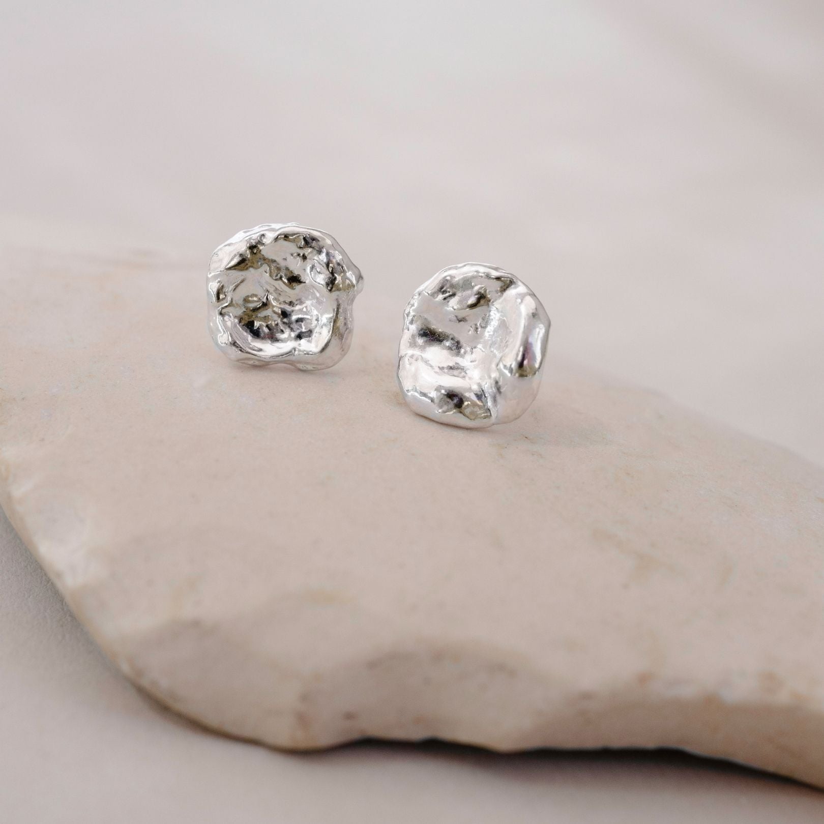 Sterling Silver Watercast Stud Earrings - Pair Two