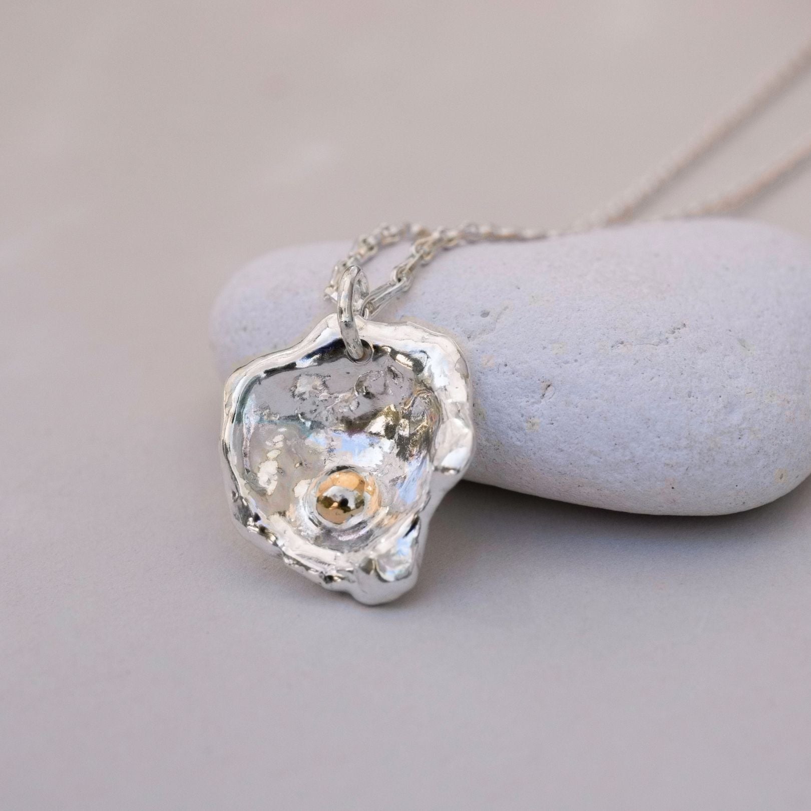 Mixed Metal Watercast Oyster Necklace Two