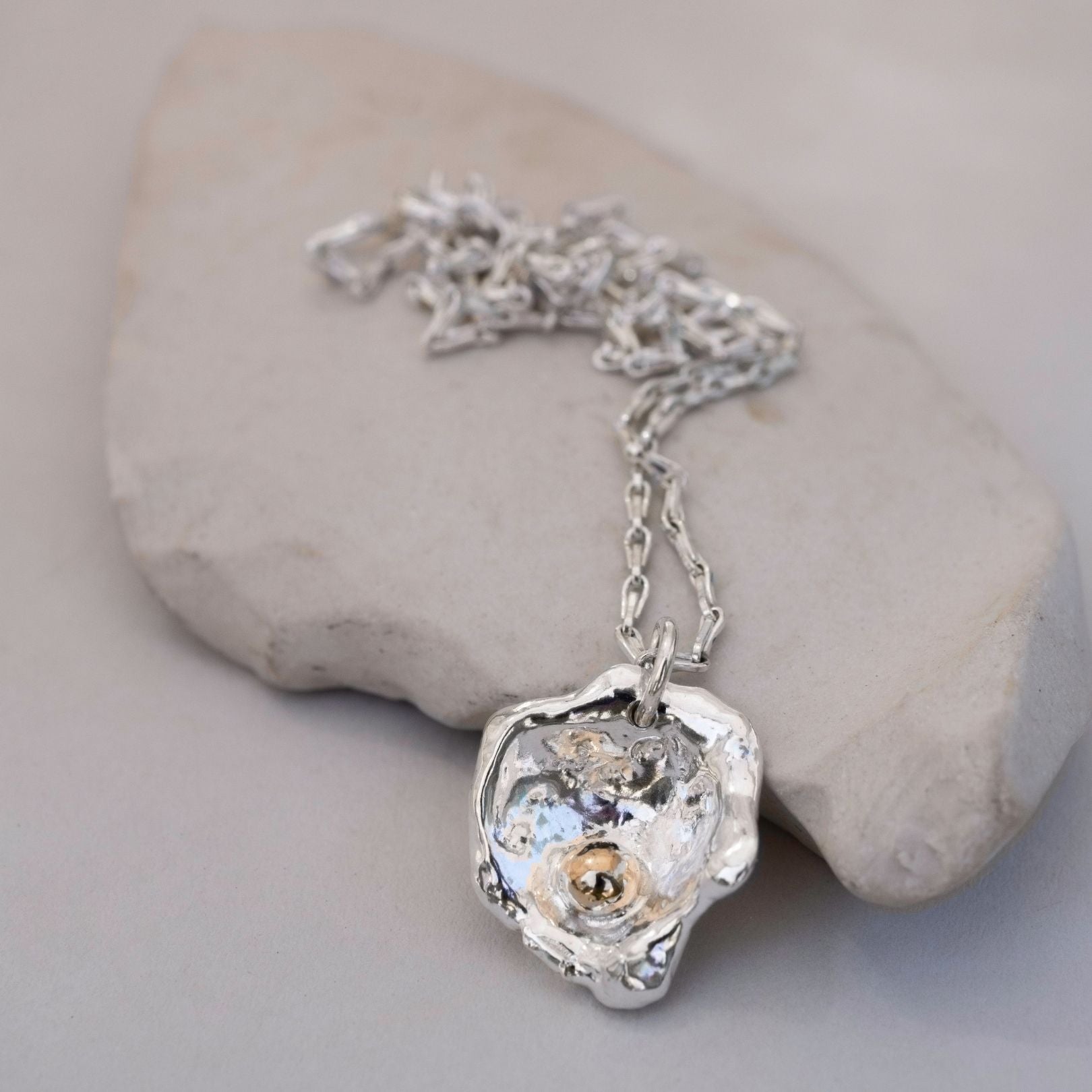 Mixed Metal Watercast Oyster Necklace Two