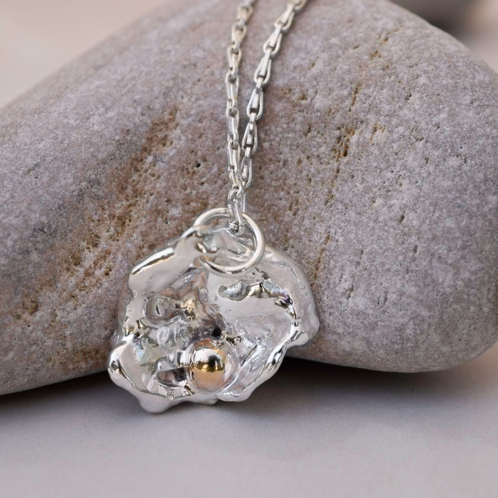 Mixed Metal Watercast Oyster Necklace Three