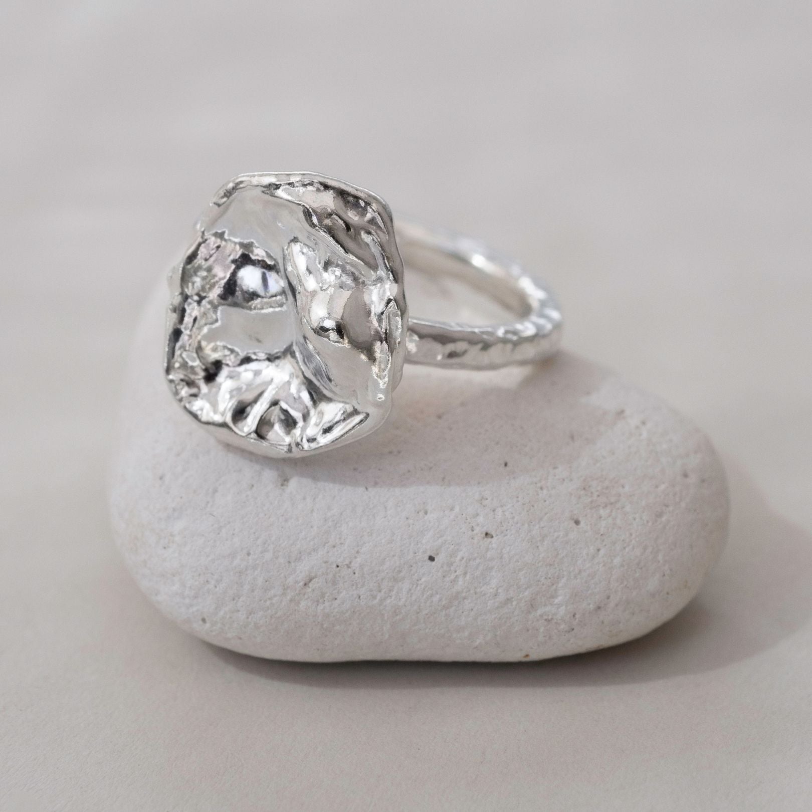 Sterling Silver Watercast Ring (UK Size M)
