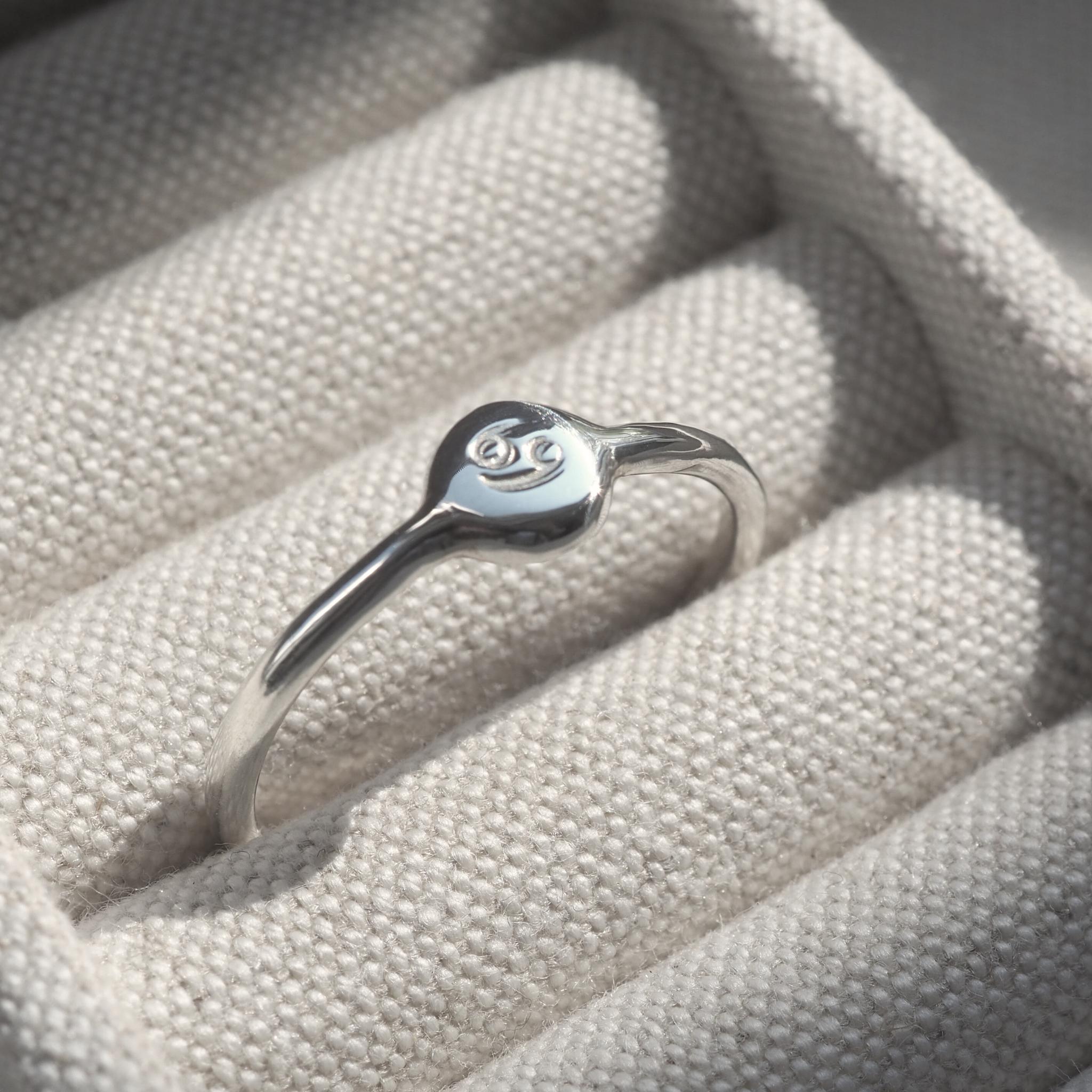 Zodiac Ring stamped with the cancer starsign