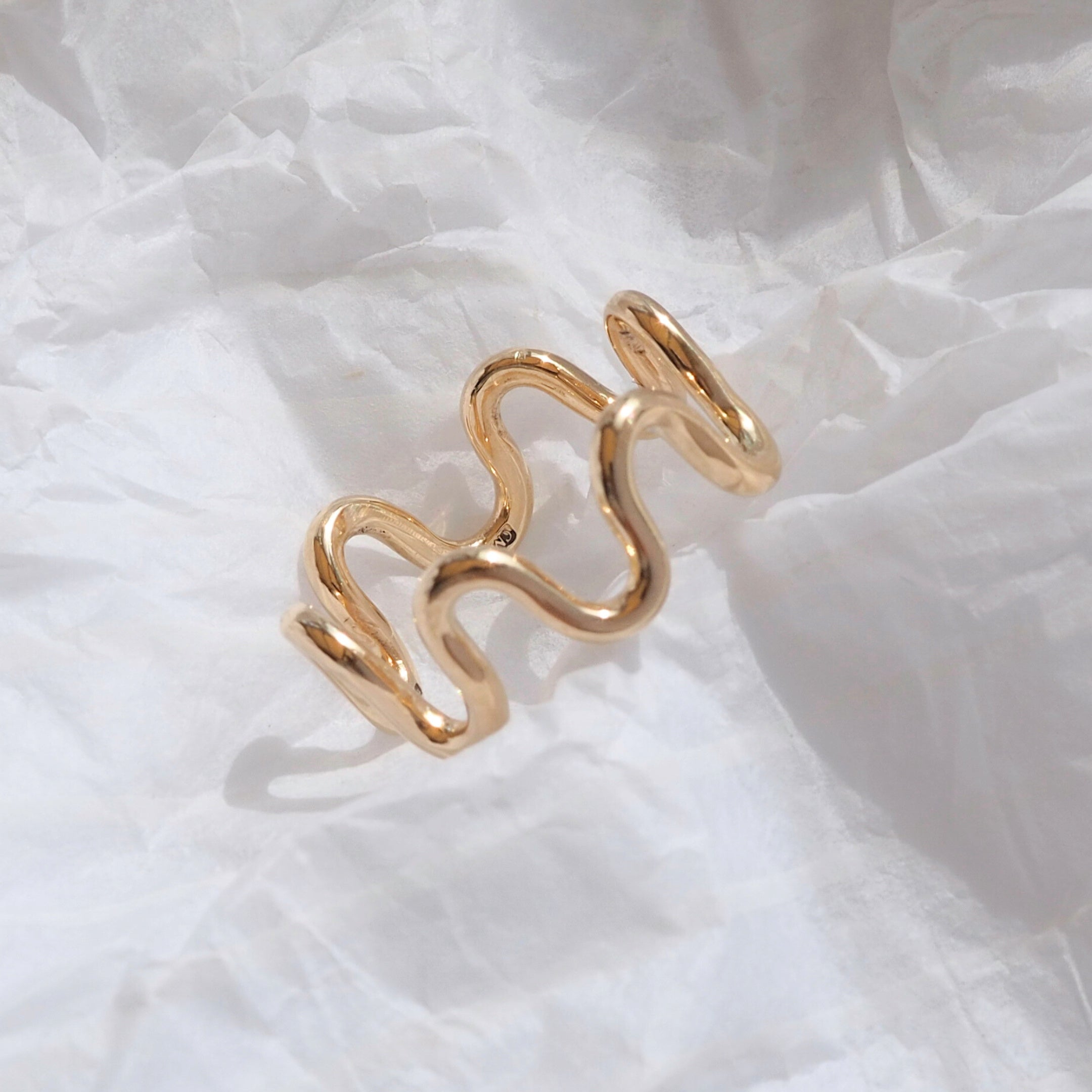 Gold rippled stacking ring