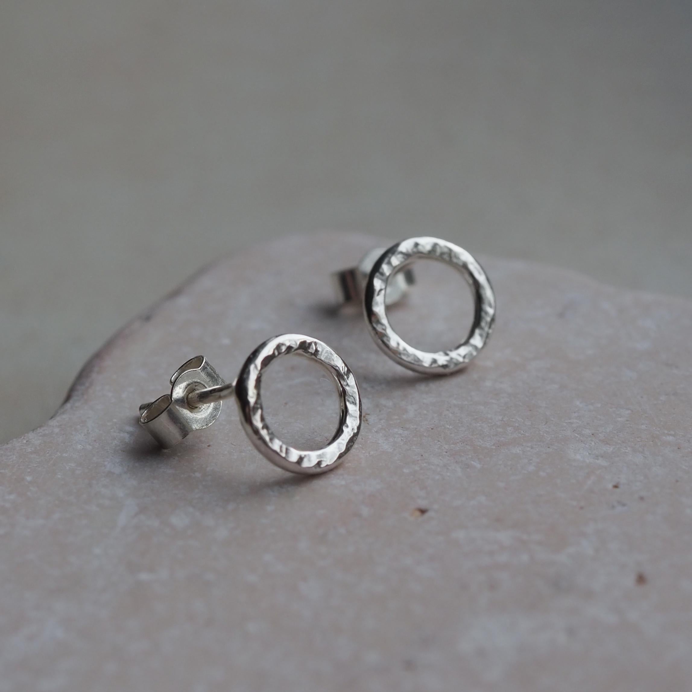 Hammered Halo Stud Earrings