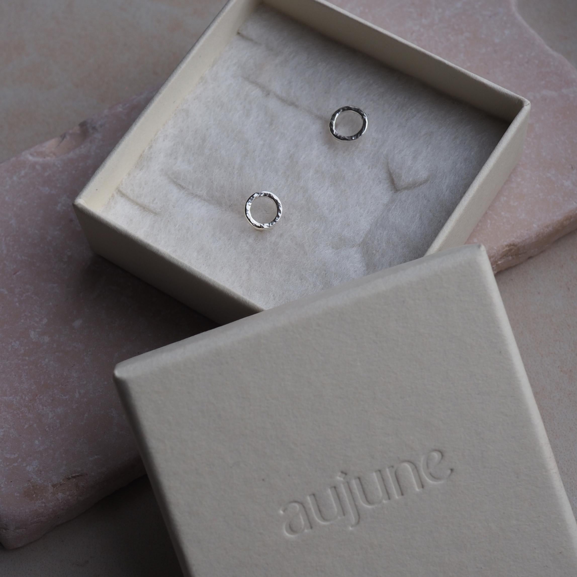 Hammered Halo Stud Earrings