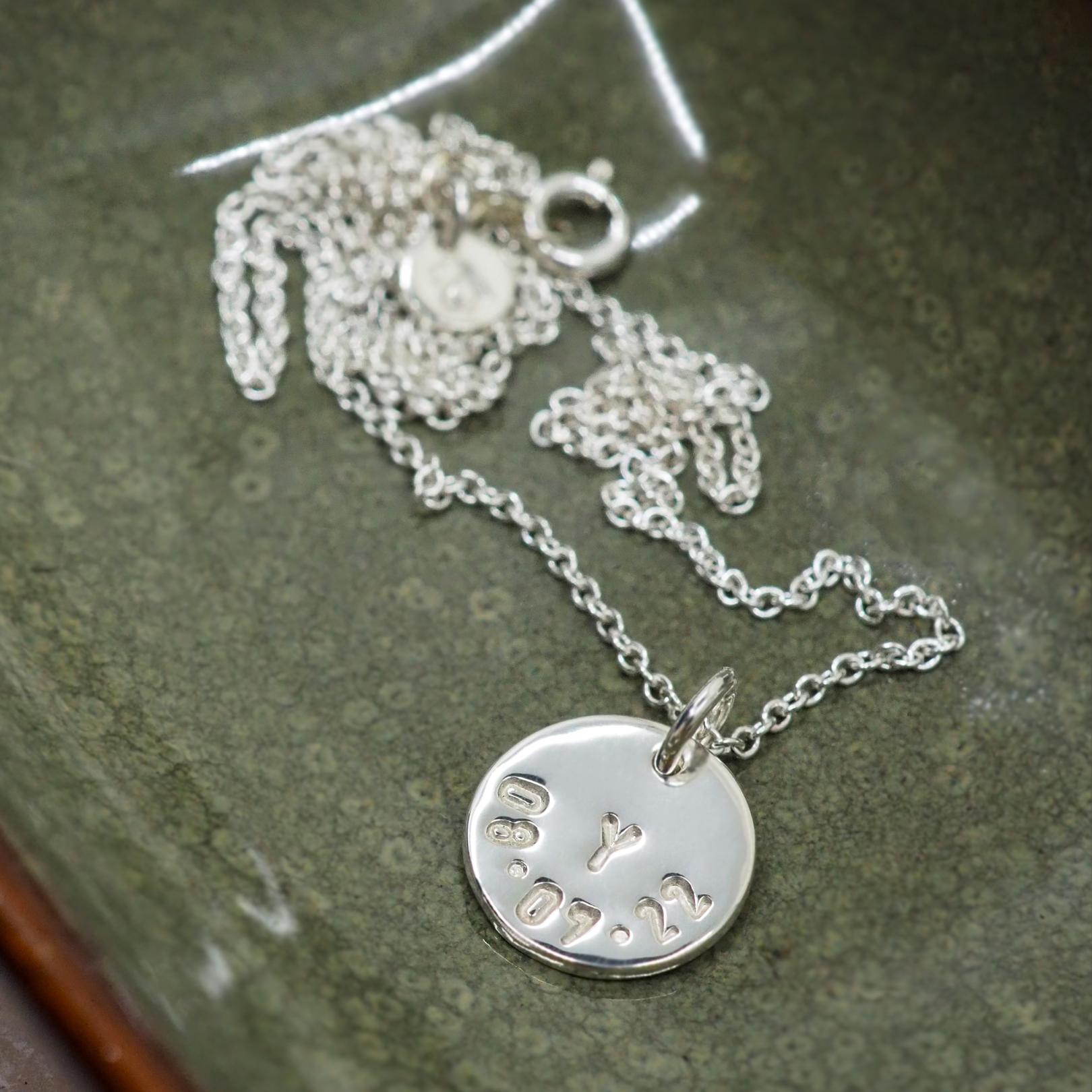 Initial & Date Disc Necklace