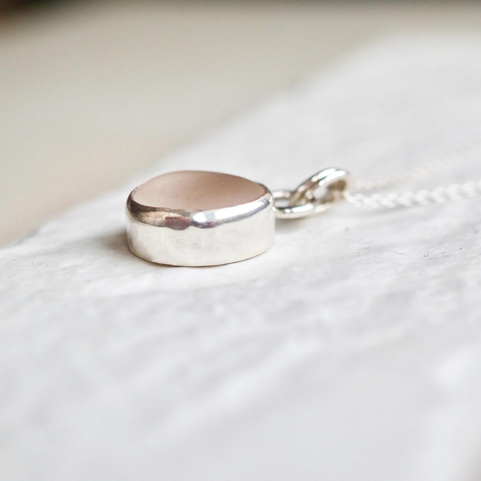White-Pink Sea Glass Necklace
