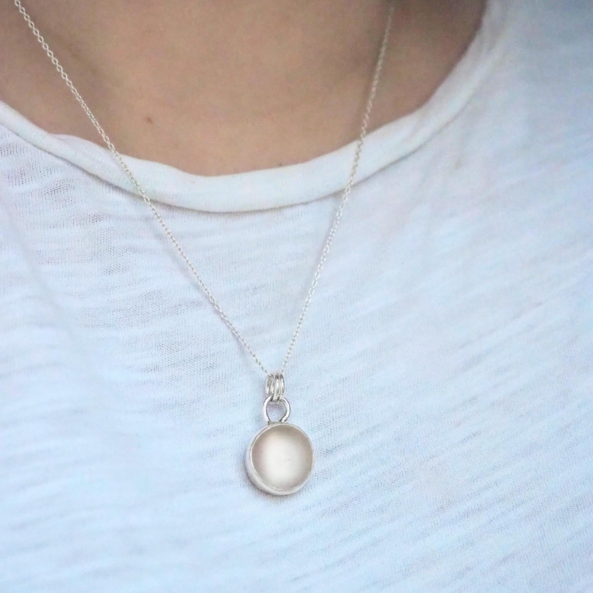 White-Pink Sea Glass Necklace
