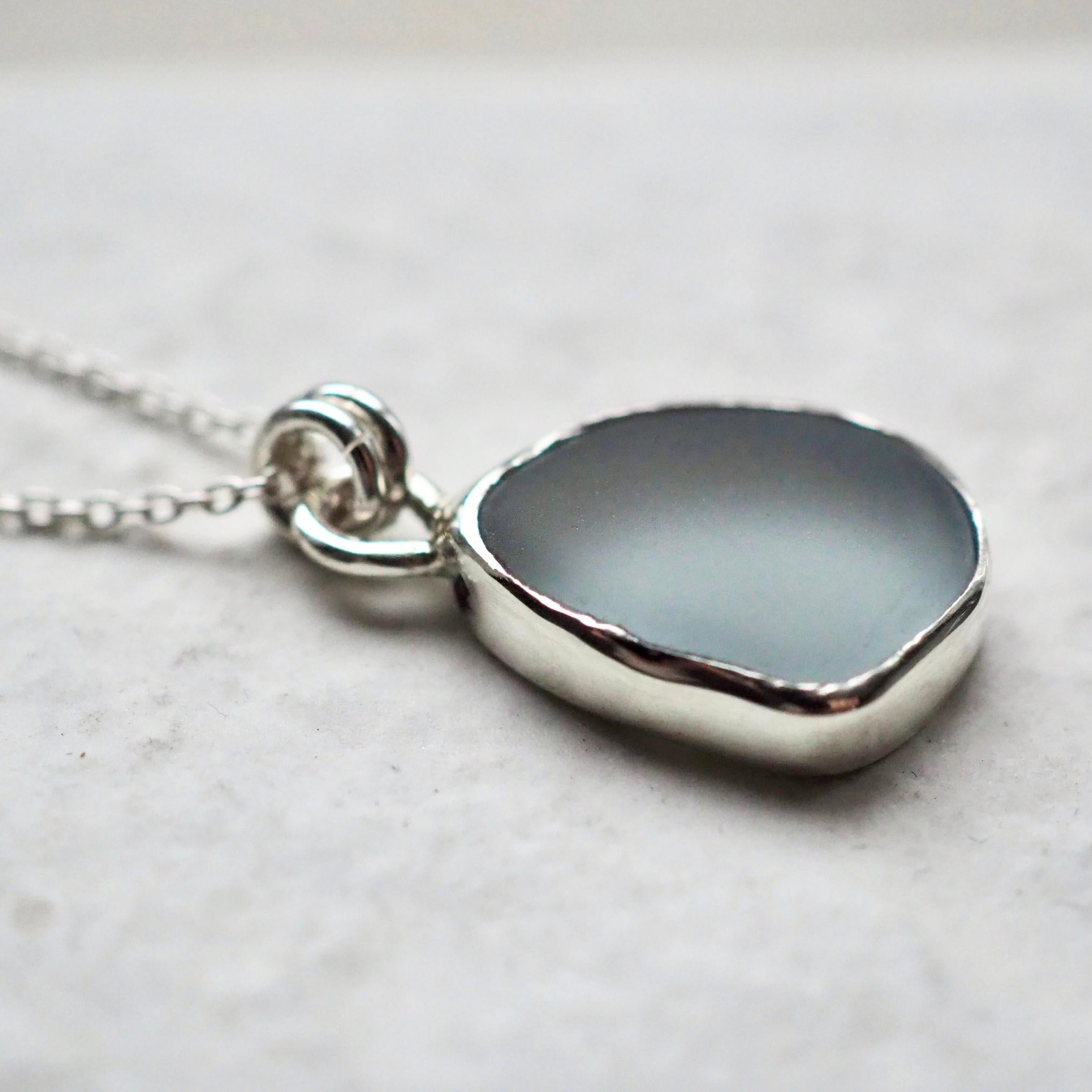 Light Smokey Grey Sea Glass Necklace