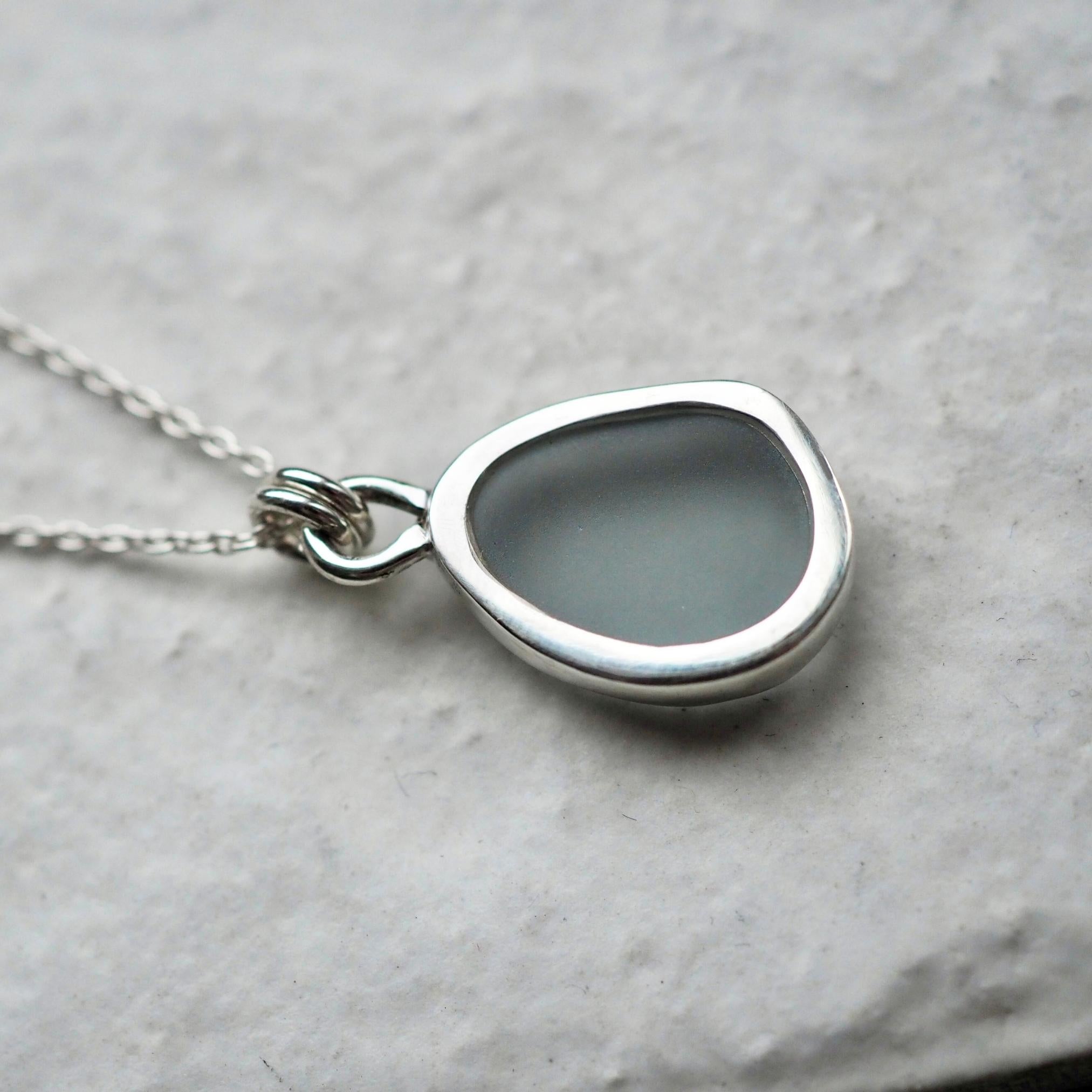 Light Smokey Grey Sea Glass Necklace