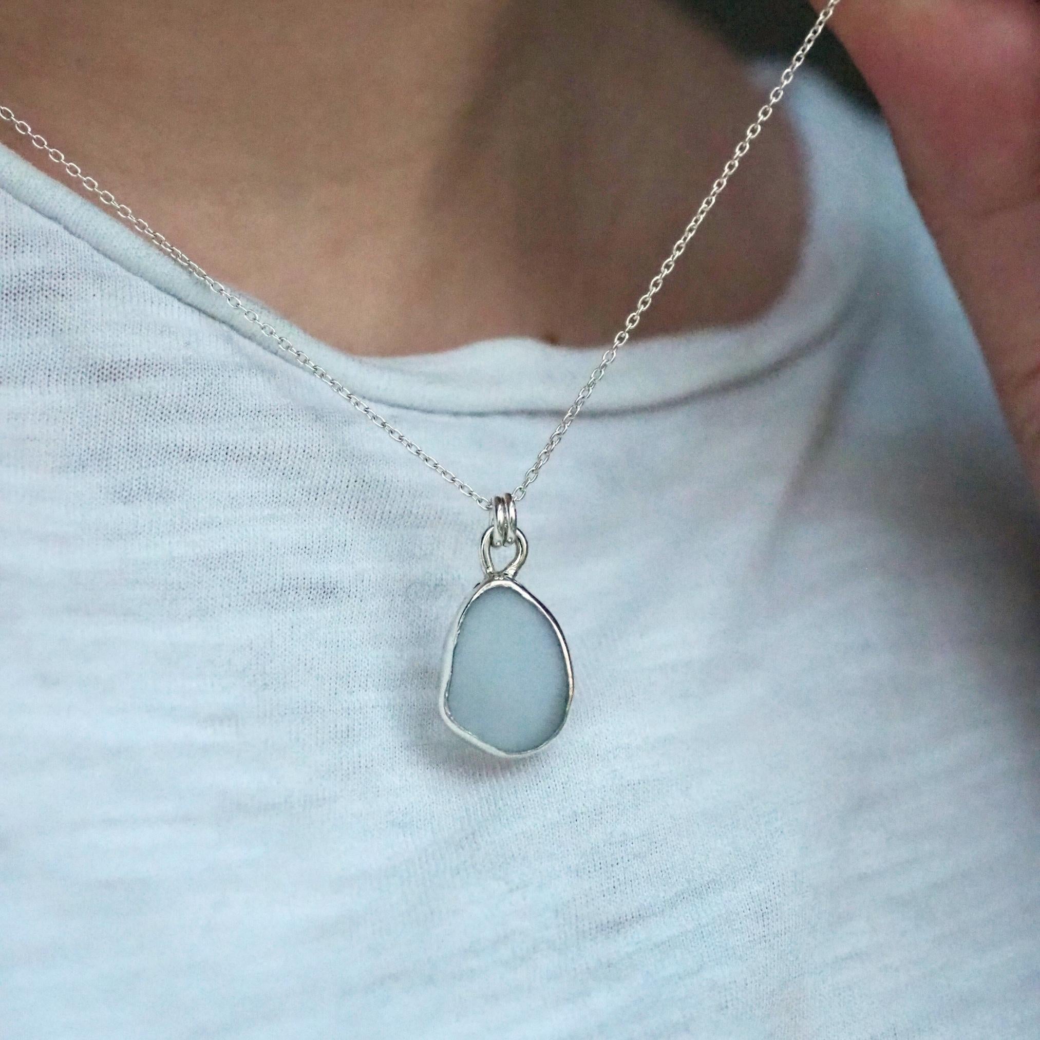 Light Smokey Grey Sea Glass Necklace