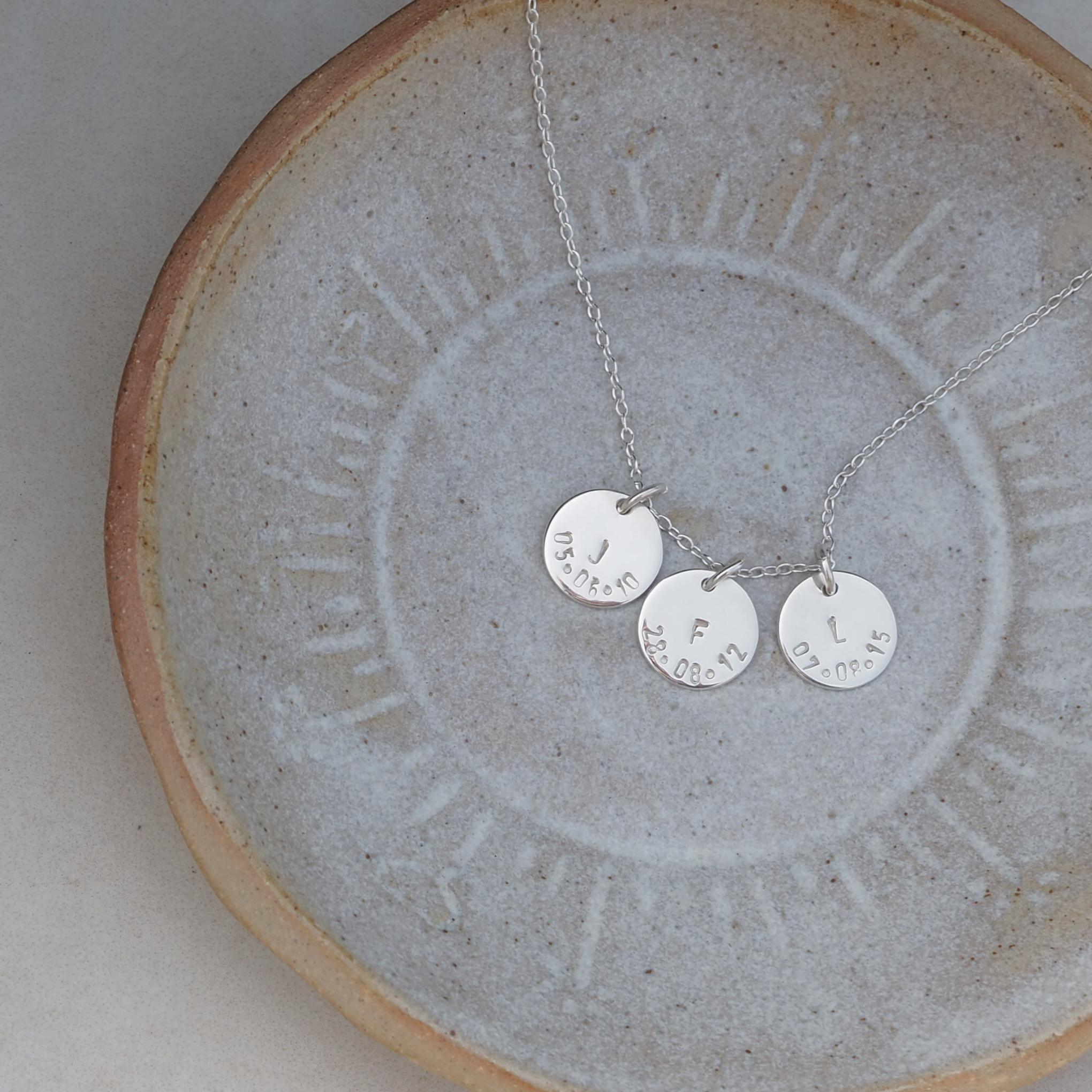Initial & Date Disc Necklace