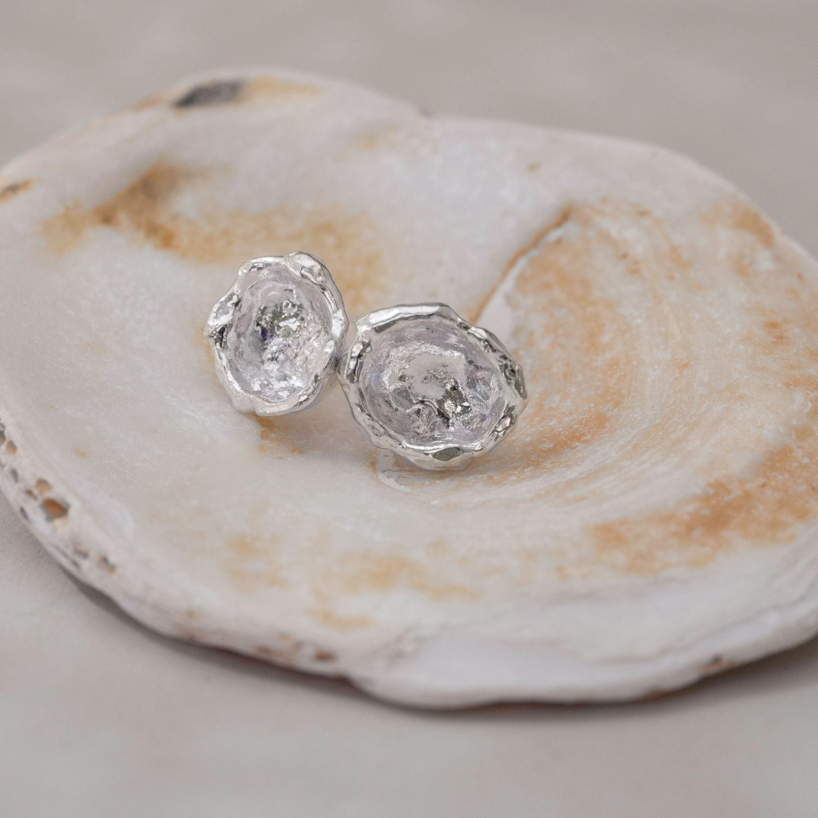 Sterling Silver Watercast Stud Earrings - Pair Five