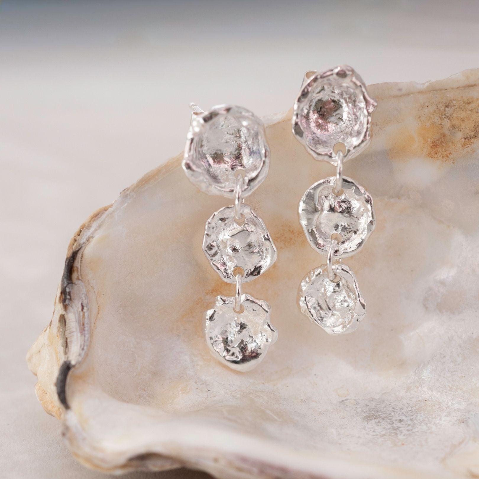 Sterling Silver Watercast Dangle Earrings