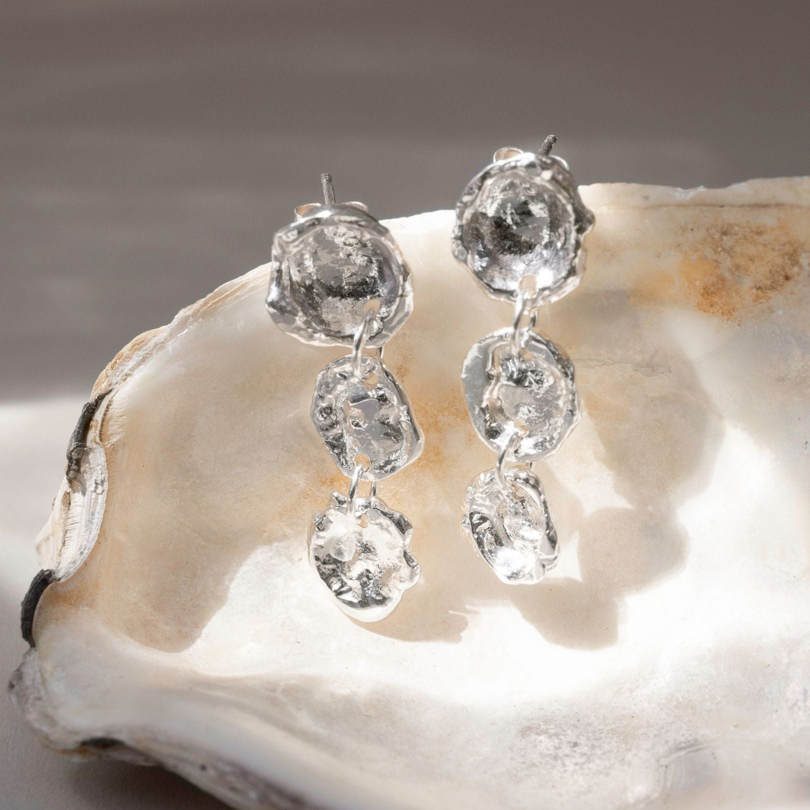 Sterling Silver Watercast Dangle Earrings